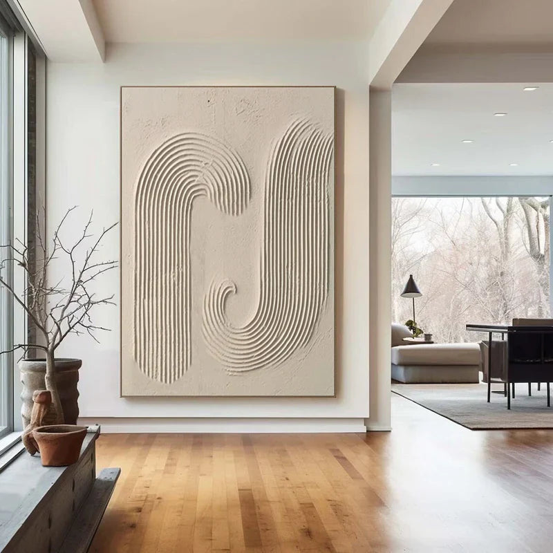 Neutral Beige 3D Textured Abstract Painting #MD149