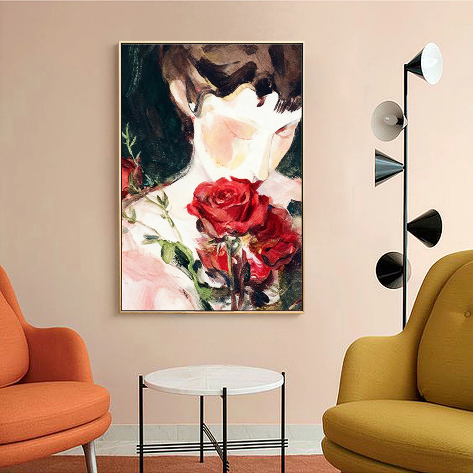 Woman with Red Roses Oil Painting #AB321