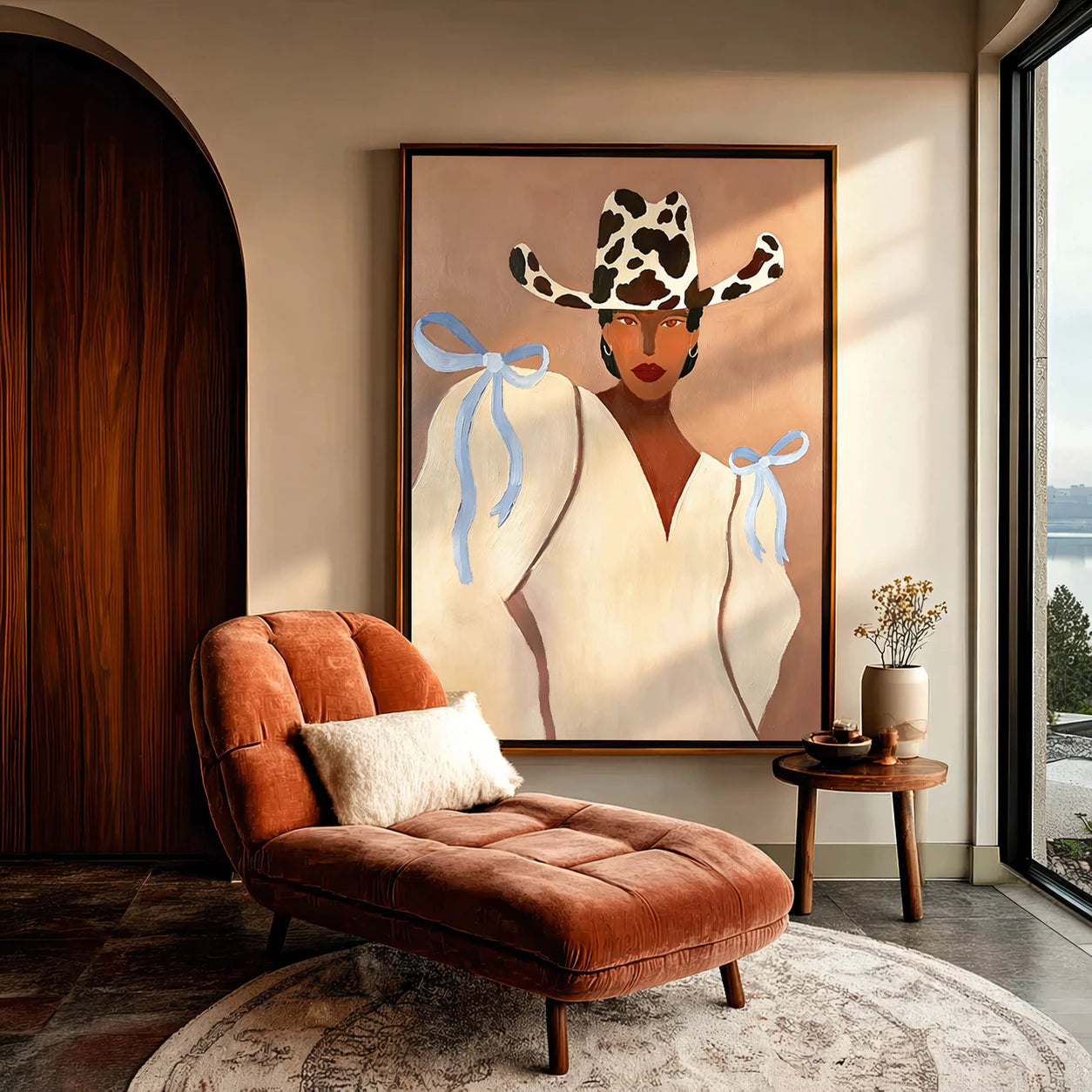 Boho Western Female Portrait Oil Painting #AB319