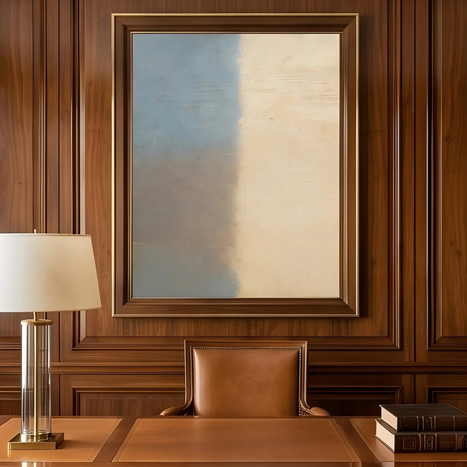 Serene Blue Beige Gradient Textured Wall Art for Living Room, Neutral Tones Wabi Sabi Minimalist Abstract Painting #SPFRE5J3