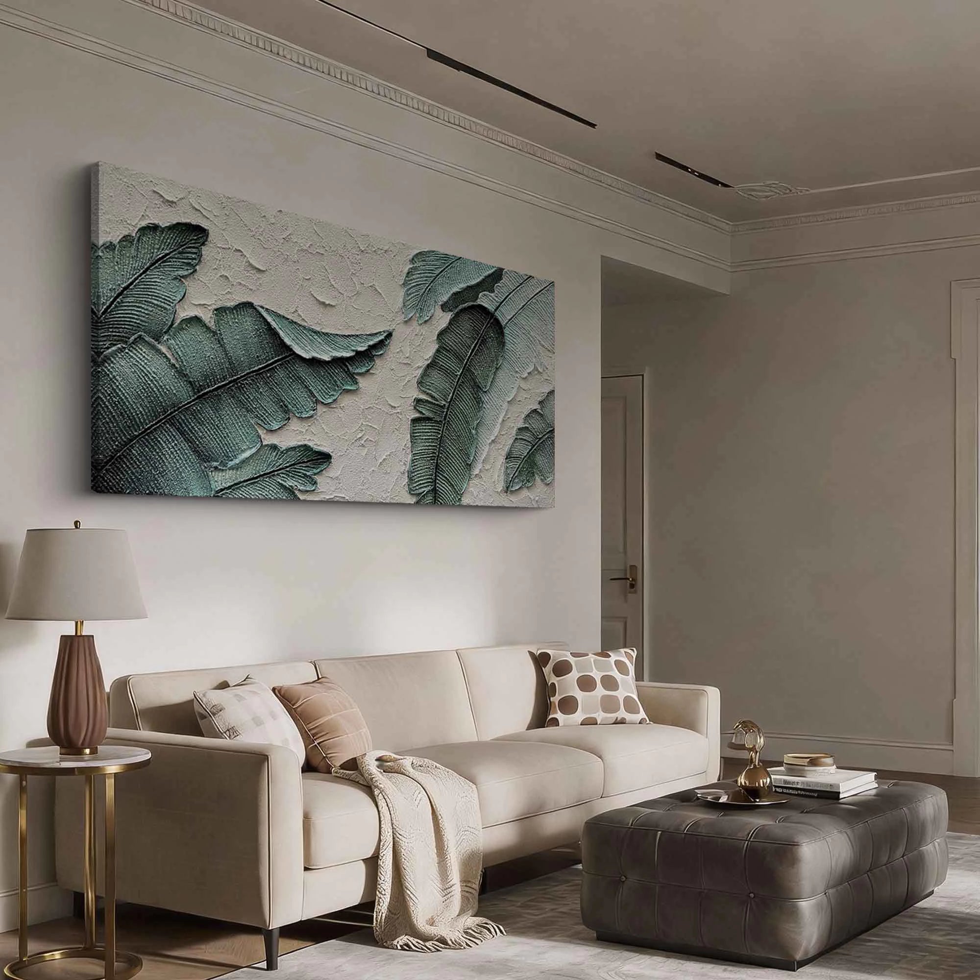 Modern Abstract Tropical Leaf Textured Oil Painting #FT512
