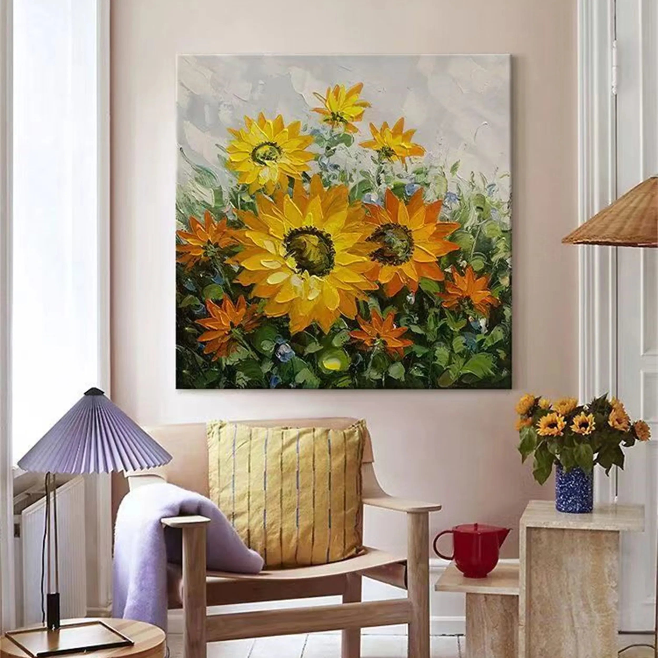 Colorful Flower & Tree Abstract Textured Wall Art #FT018