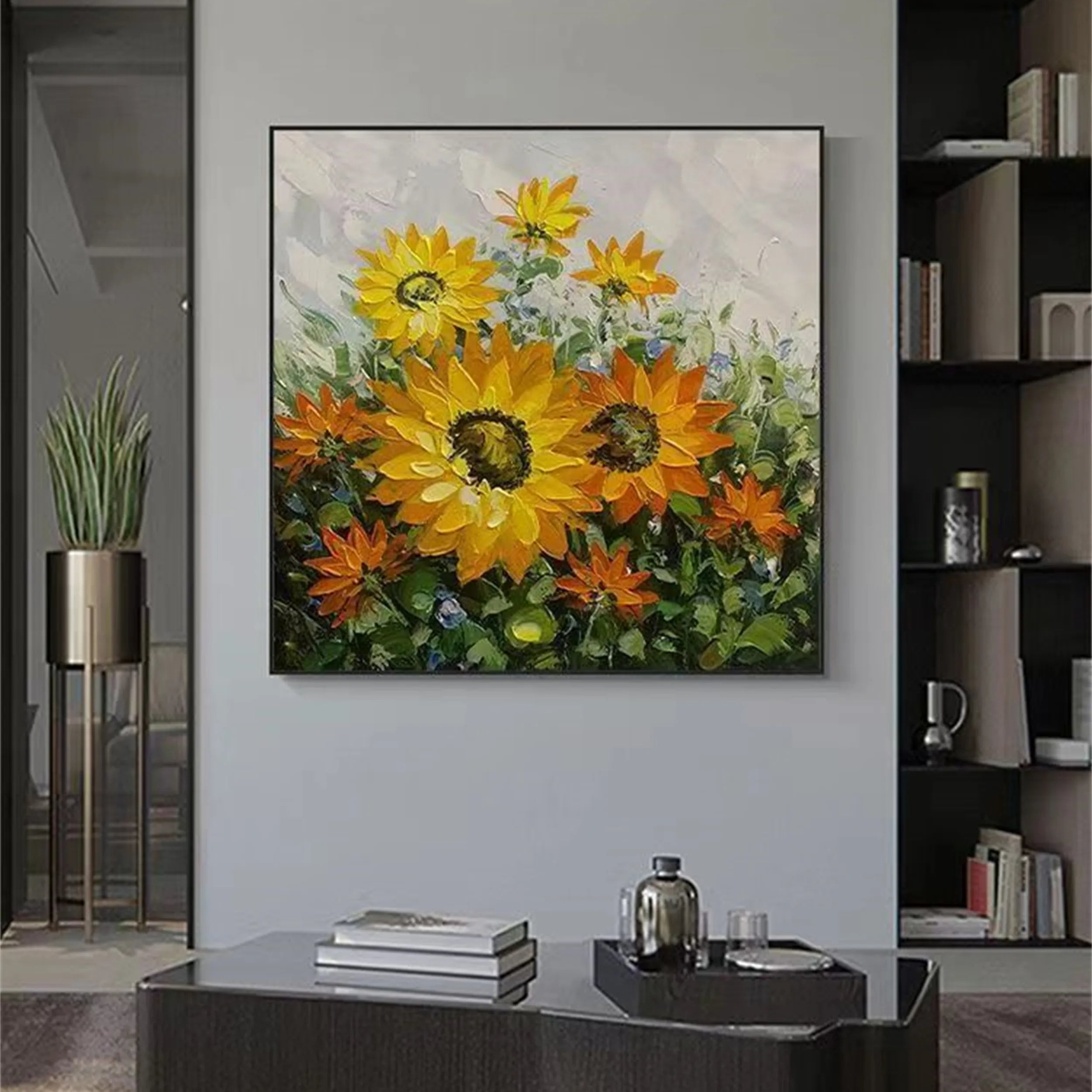 Colorful Flower & Tree Abstract Textured Wall Art #FT018
