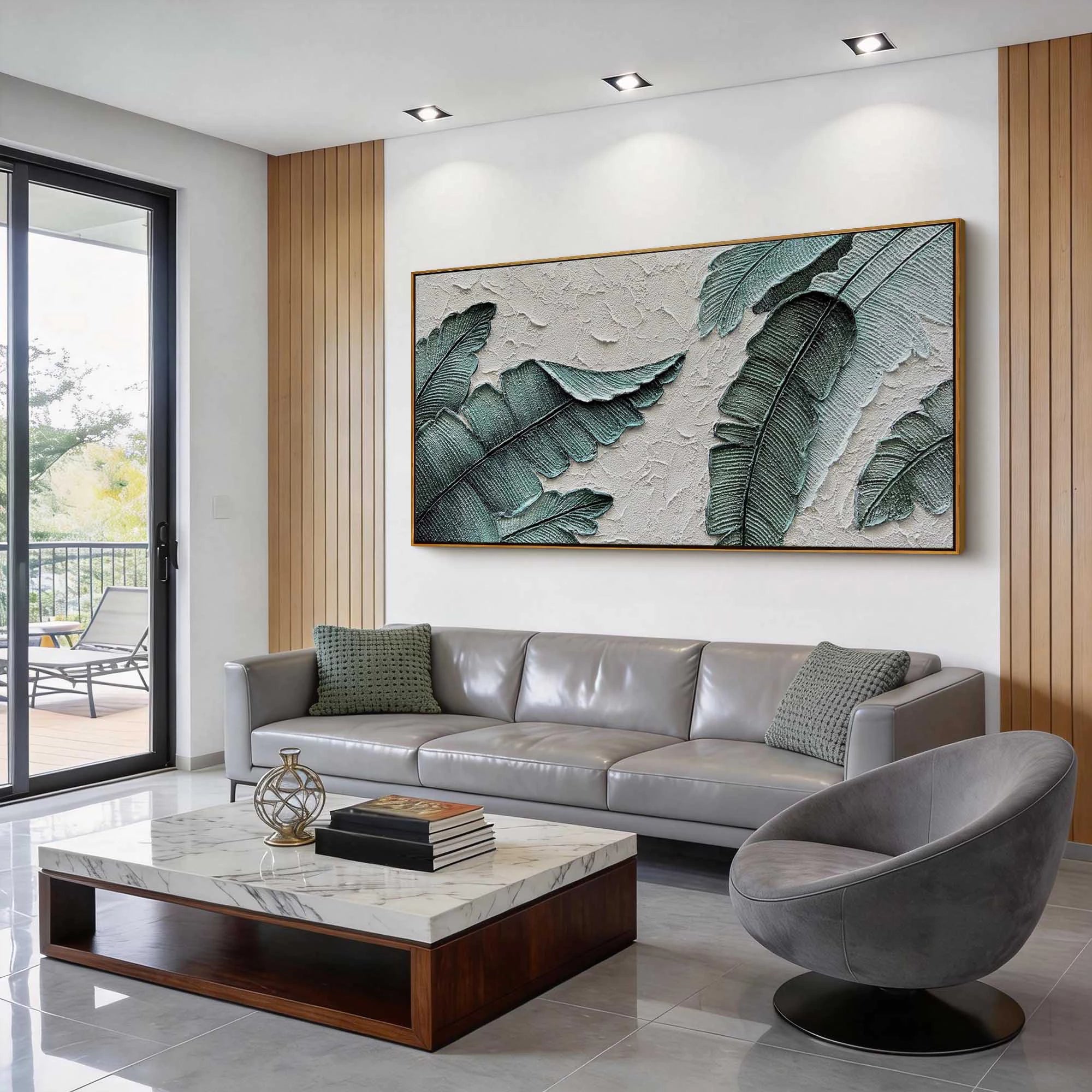 Modern Abstract Tropical Leaf Textured Oil Painting #FT512