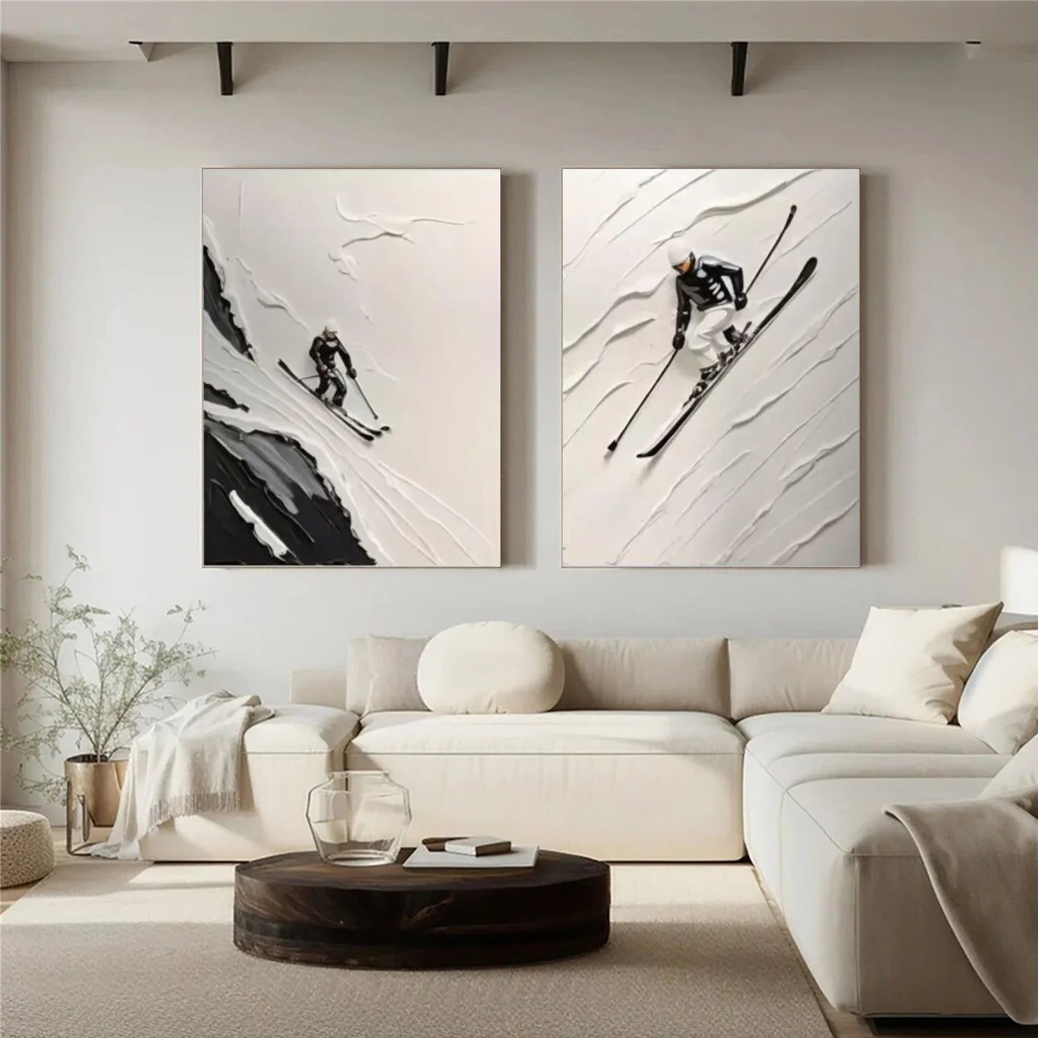 Skiing Sport Textured_Wall Art Set of 2 #AS039