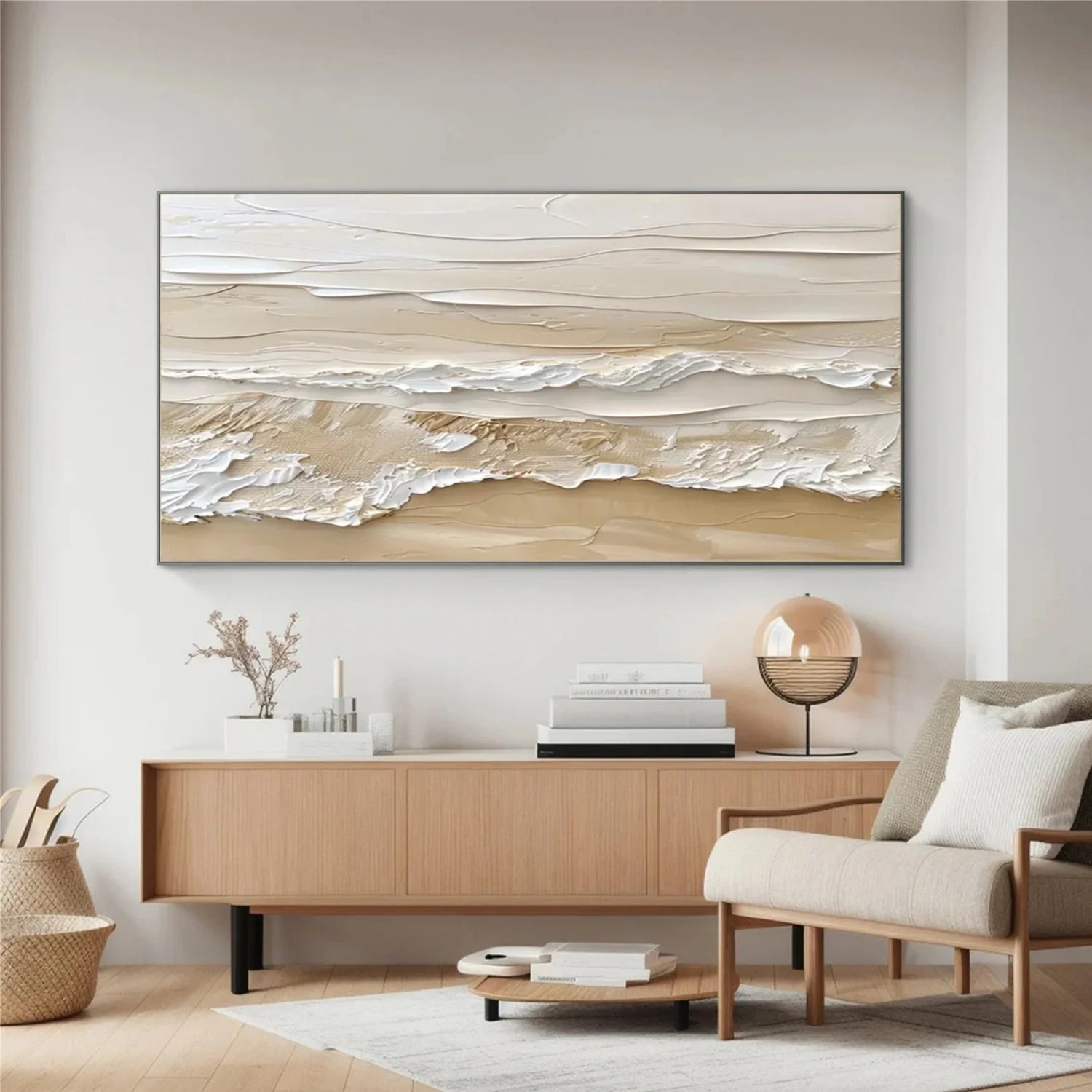 Beige and Brown Sea & Sky Abstract_Textured_Wall Art #SK141