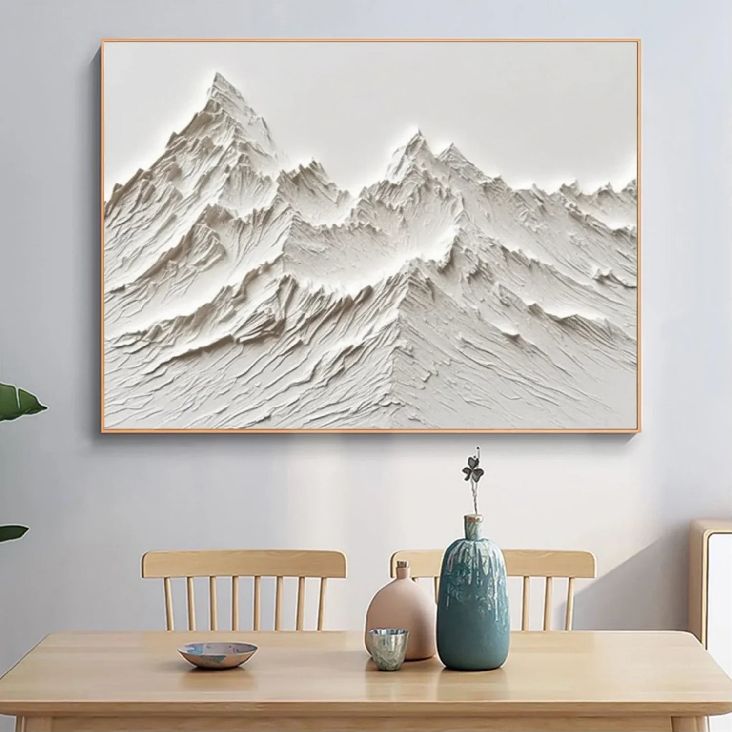 White Minimalistic Mountain Textured Art #MD205