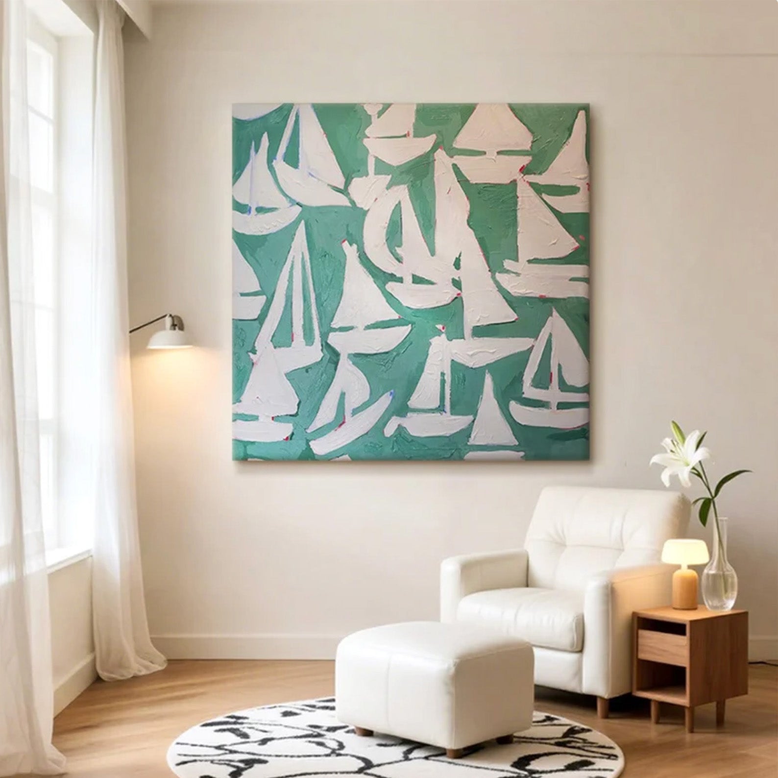 White Sailboats Art Print #SK099