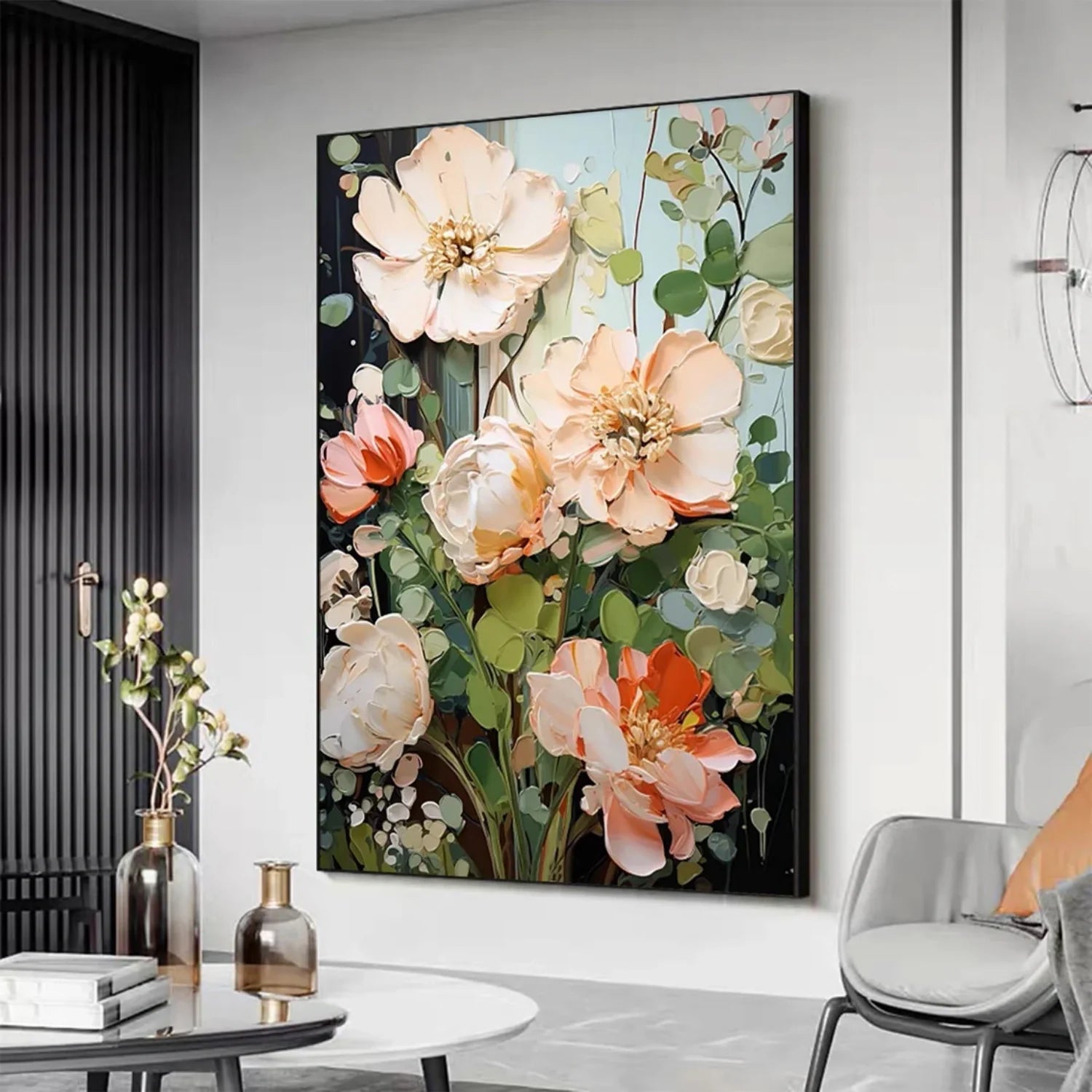 Colorful Flower & Tree Abstract Textured Wall Art #FT083