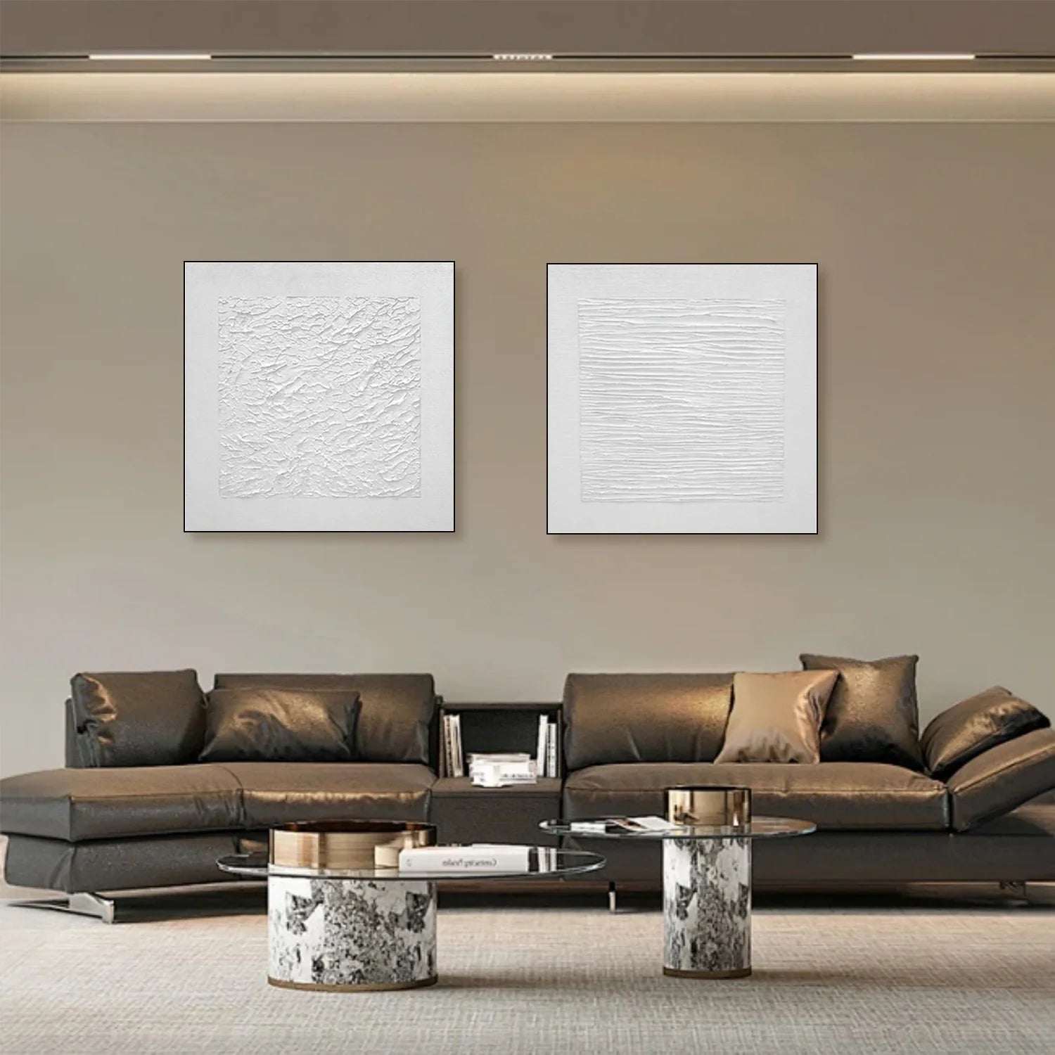 White Minimalist_Textured Canvas Art Set of 2 #MZ106