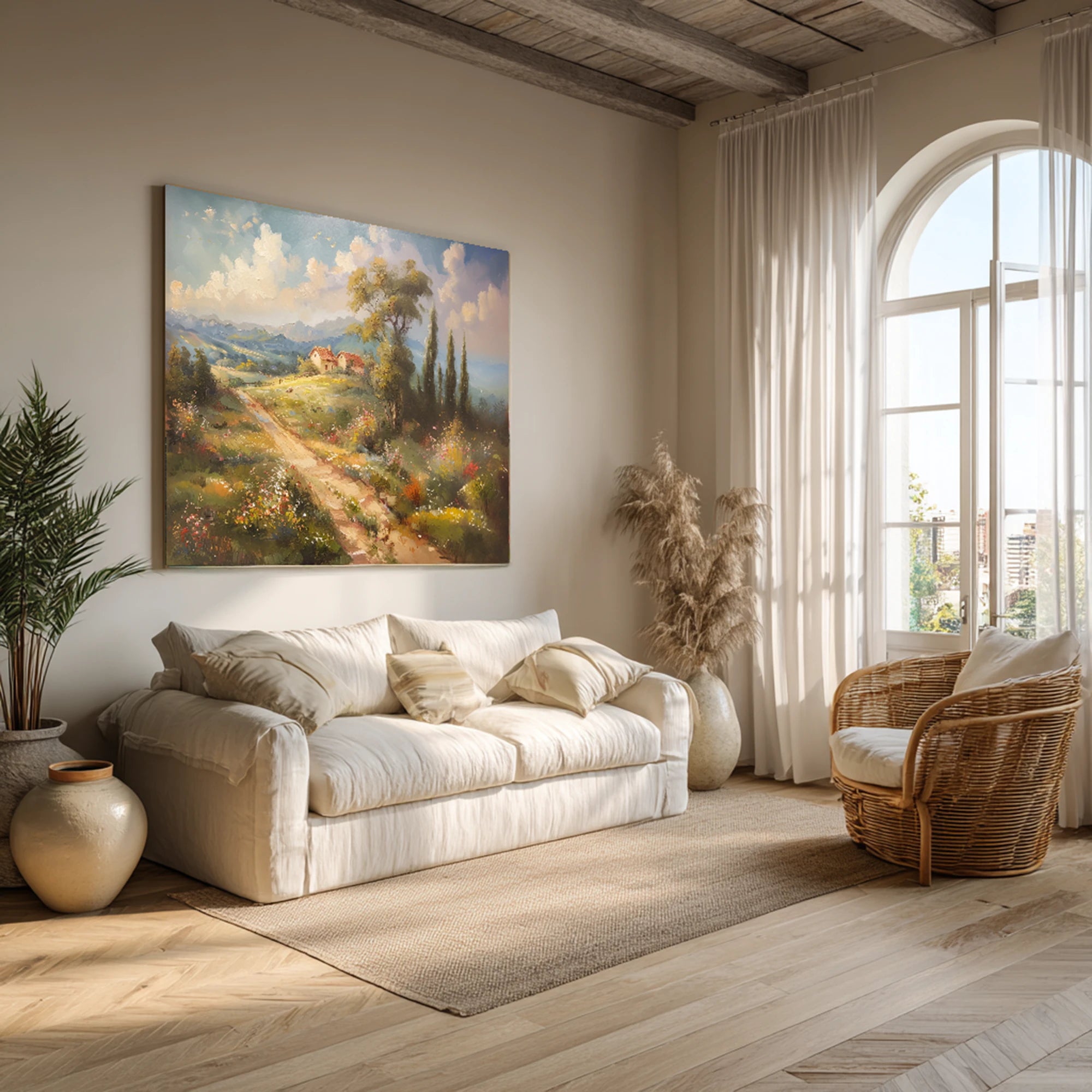 Tuscan Countryside Landscape Oil Painting #FT594