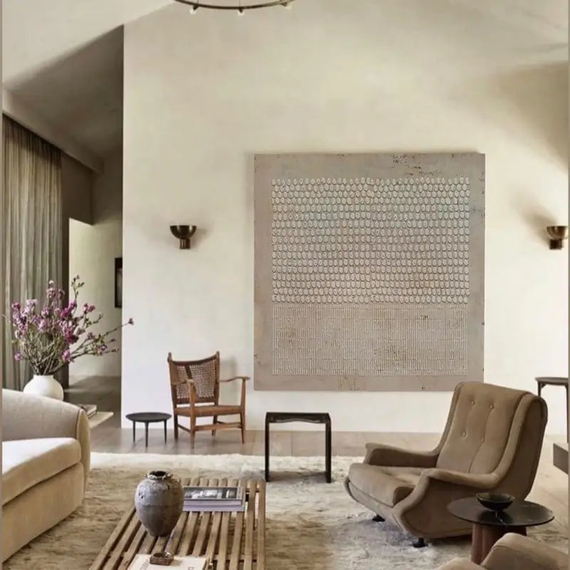 Textured Wabi-Sabi Abstract Brown Wall Art Installation, Brown Abstract Canvas Wall Decoration