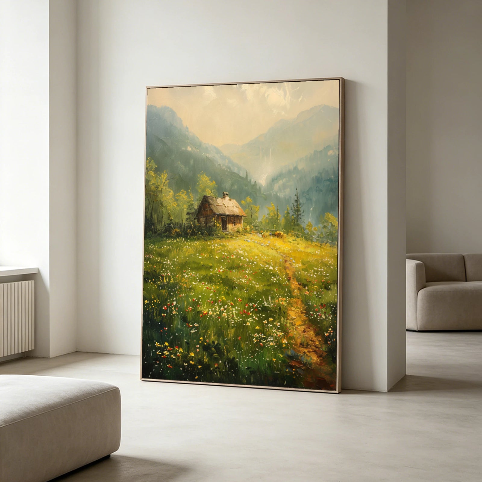 Original Mountain Cottage Oil Painting #FJ675