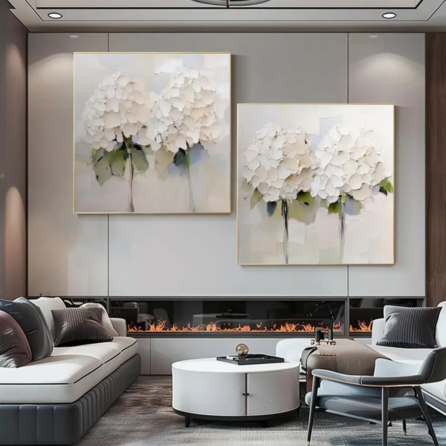 Flower & Tree Abstract_Textured Wall Art Set of 2 #FT146