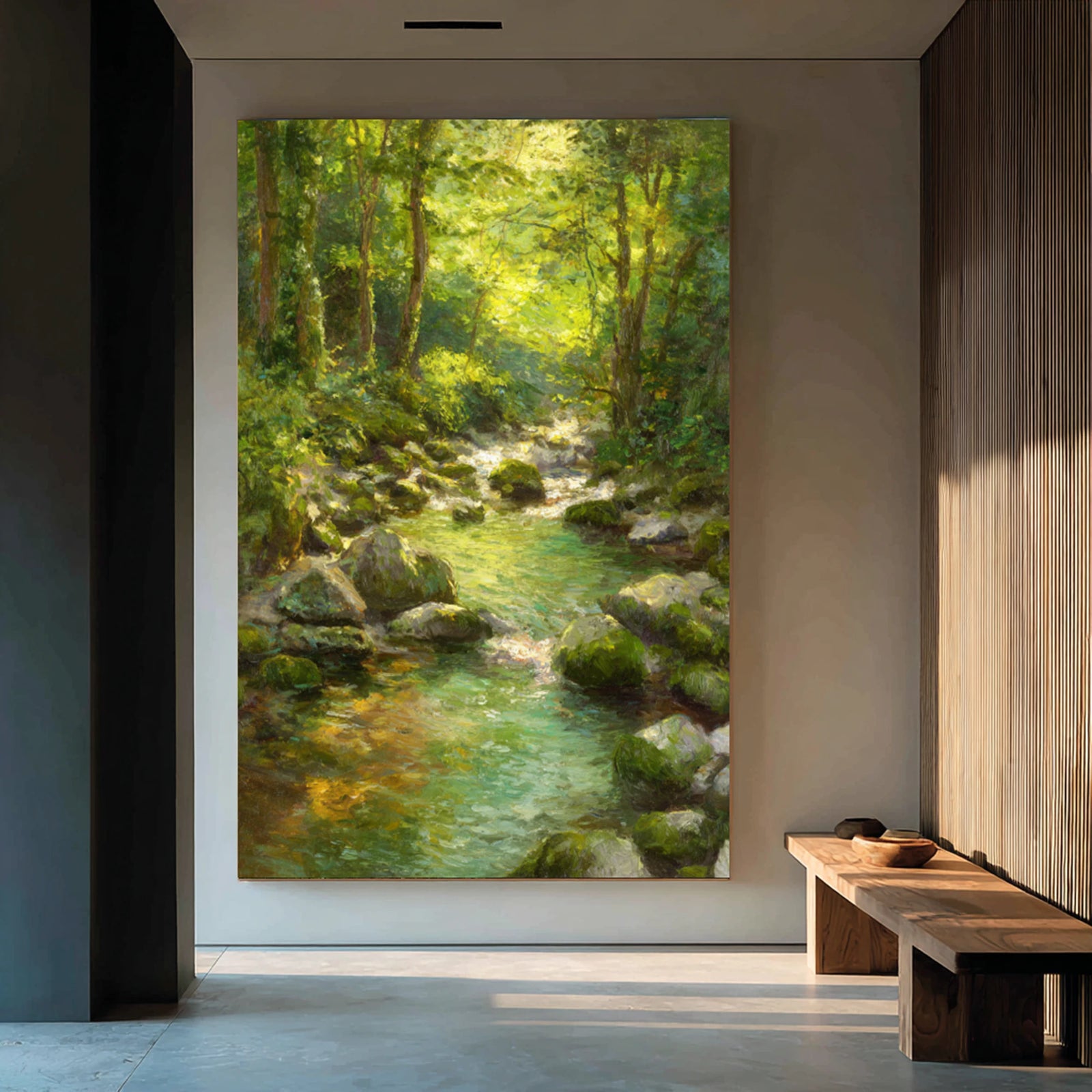 Forest Stream Hand-Painted Oil Painting #FJ598