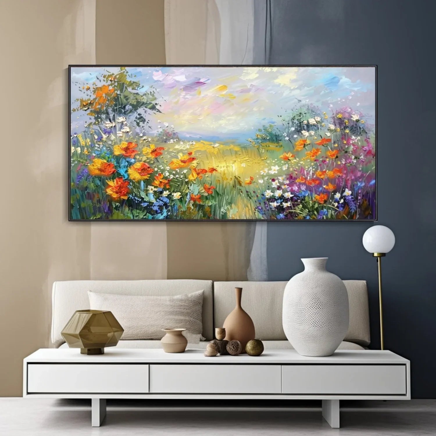 Colorful Flower & Tree Abstract Textured Wall Art #FT066
