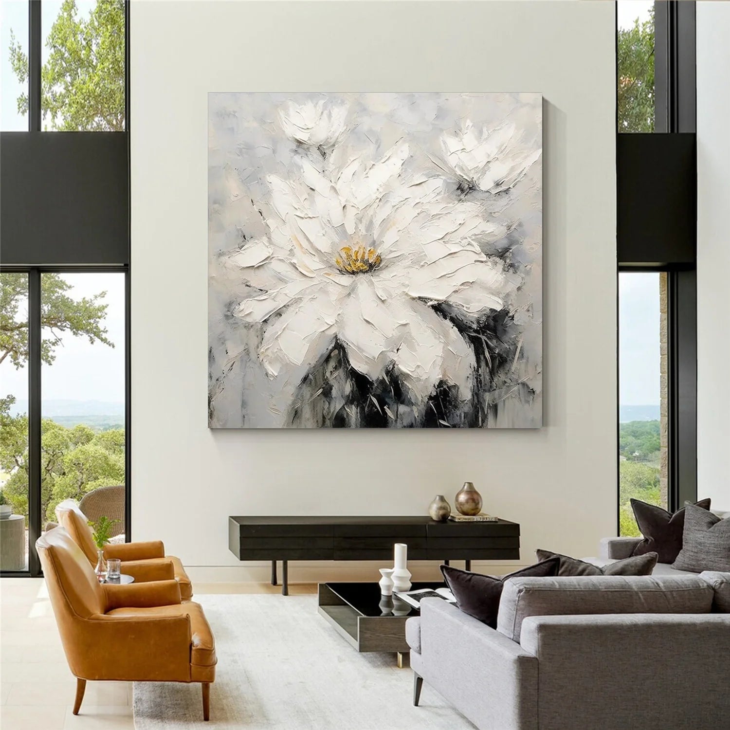 Flower & Tree Abstract Textured Wall Art #FT109
