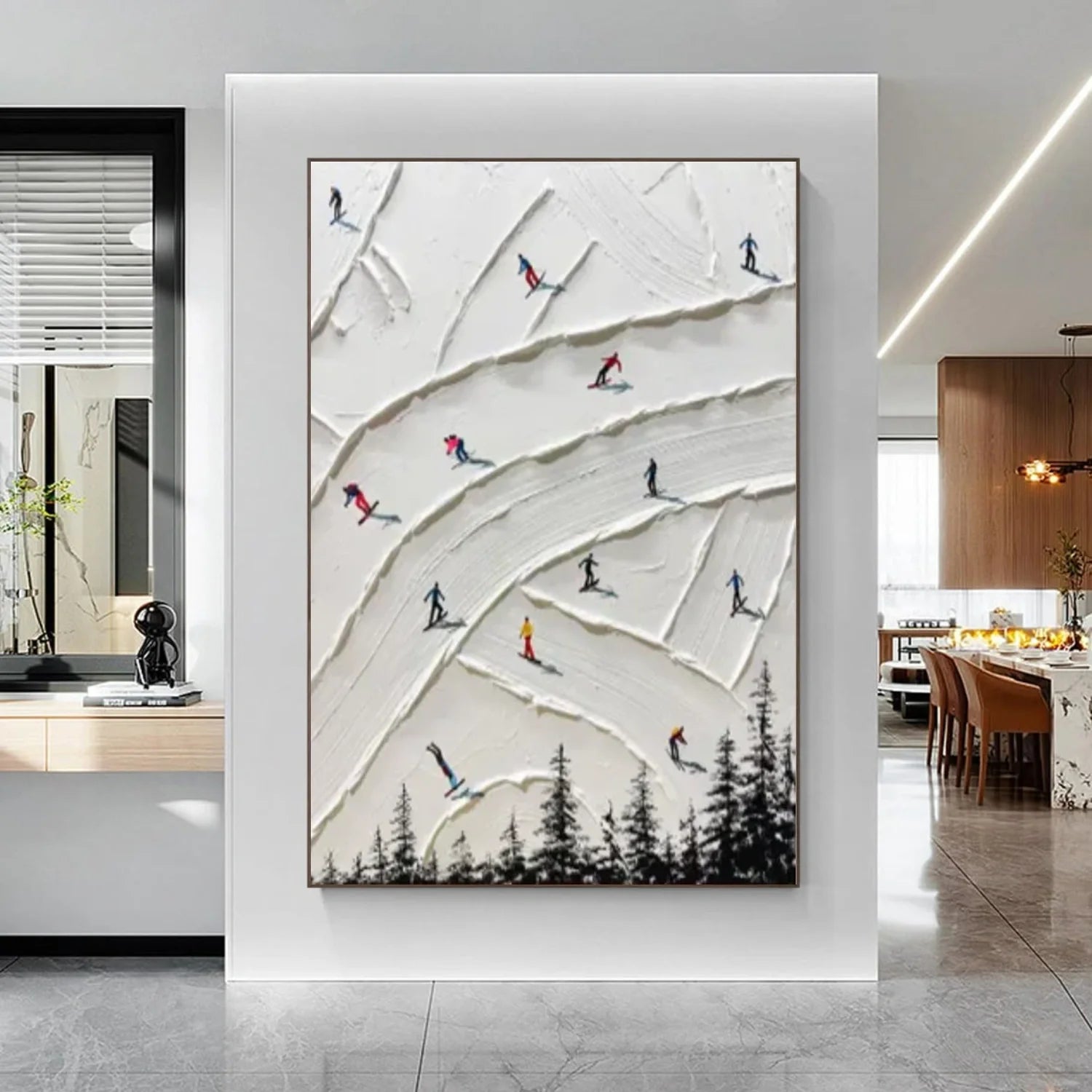 Skiing Sport Textured_Wall Art #AS058