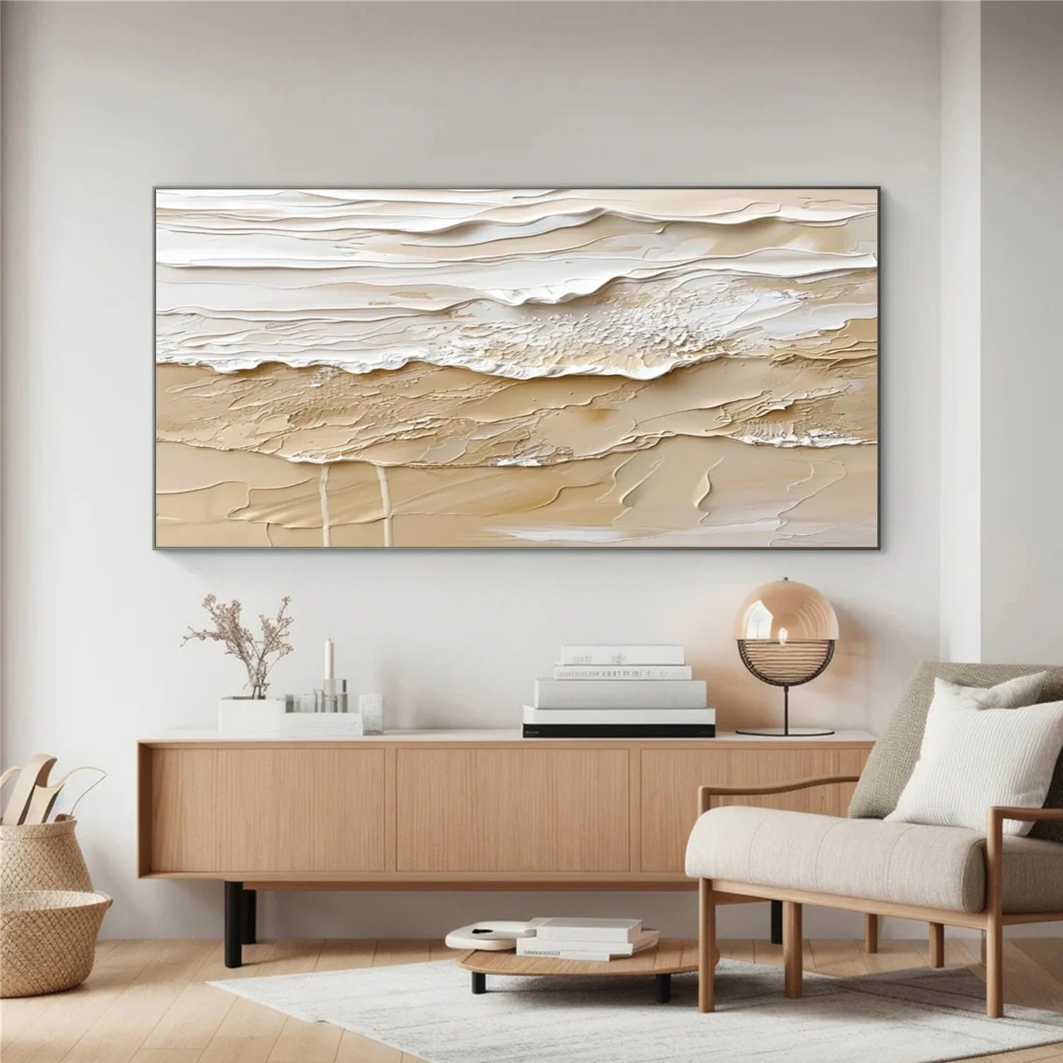 Beige and Brown Sea & Sky Abstract_Textured_Wall Art #SK139