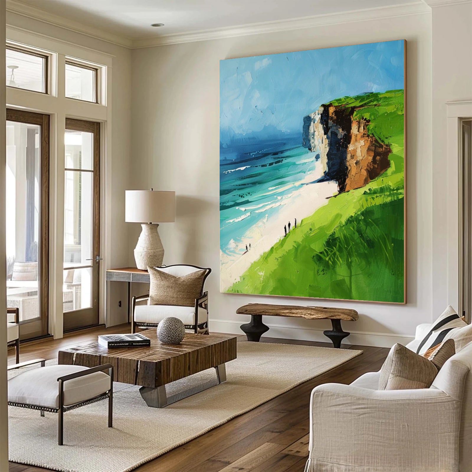 Cliffside Beach Abstract Oil Painting #SK616
