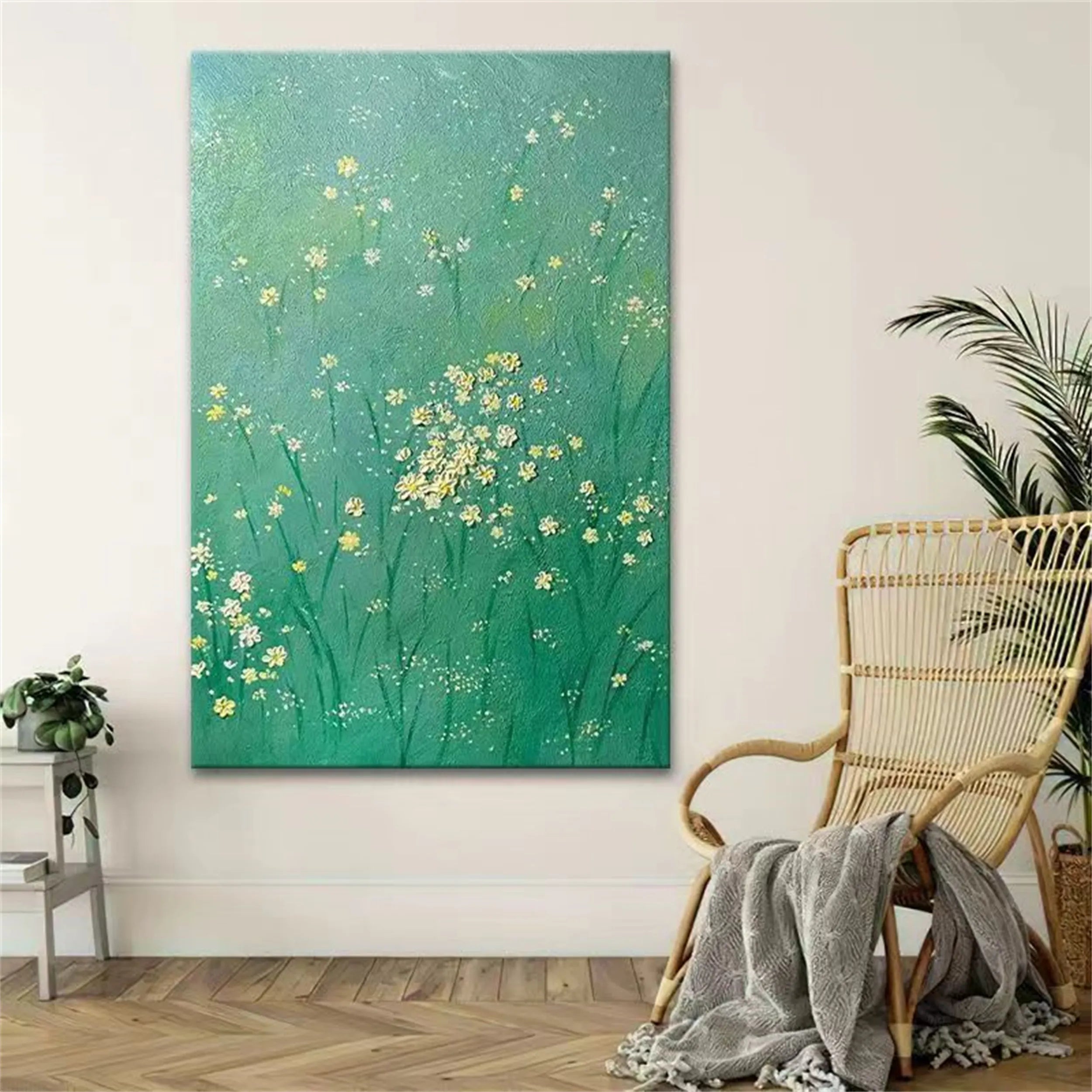 Colorful Flower & Tree Abstract Textured Wall Art #FT007