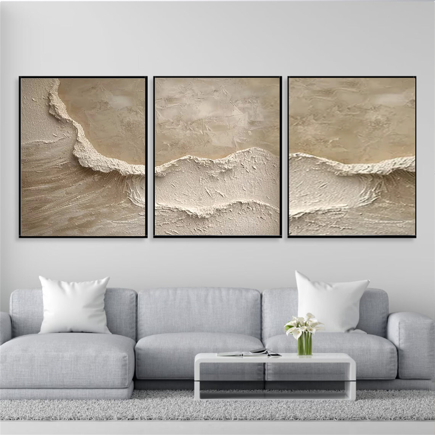 Minimalist Textured_Canvas Art Set of 3 #MD257