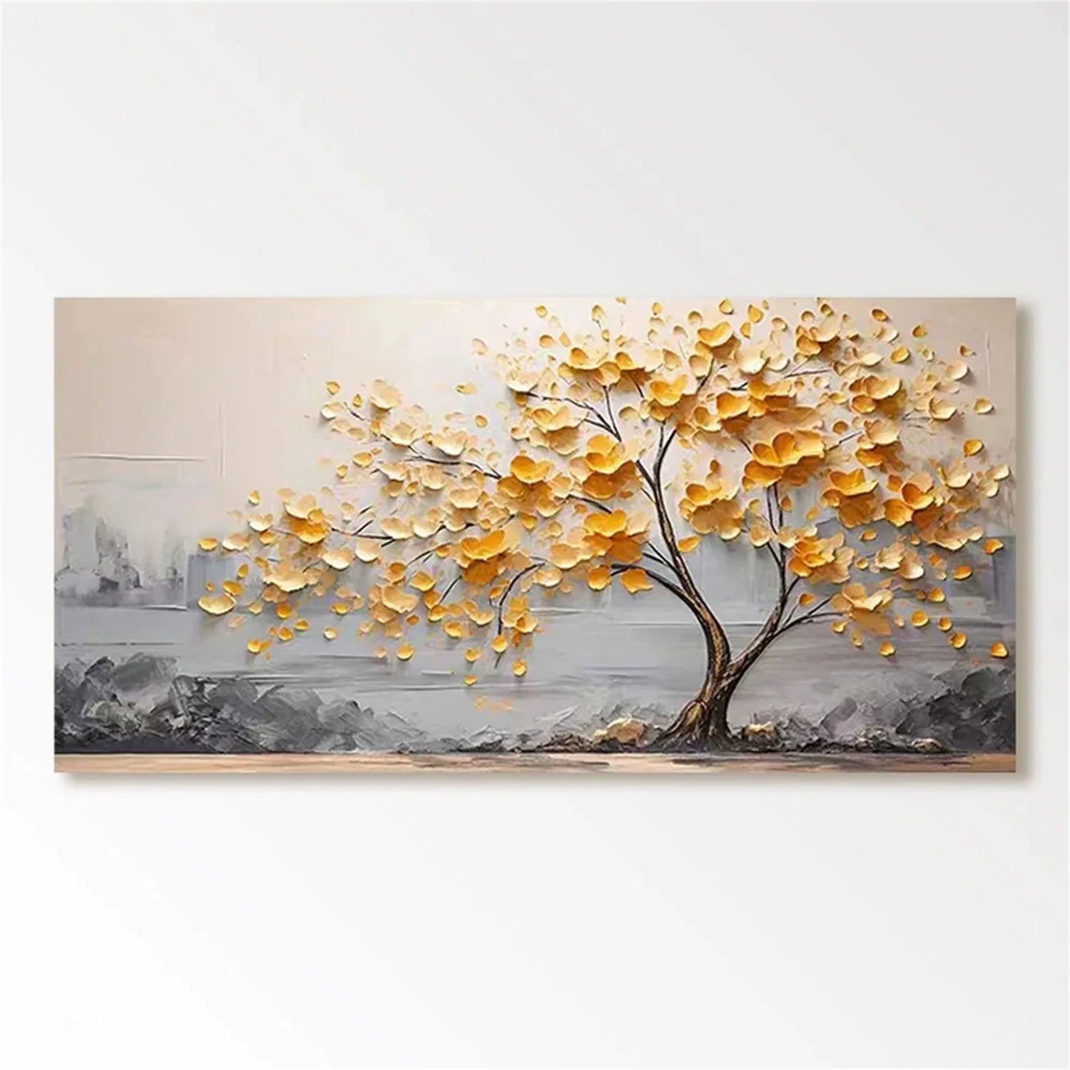 Colorful Flower & Tree Abstract Textured Wall Art #FT052