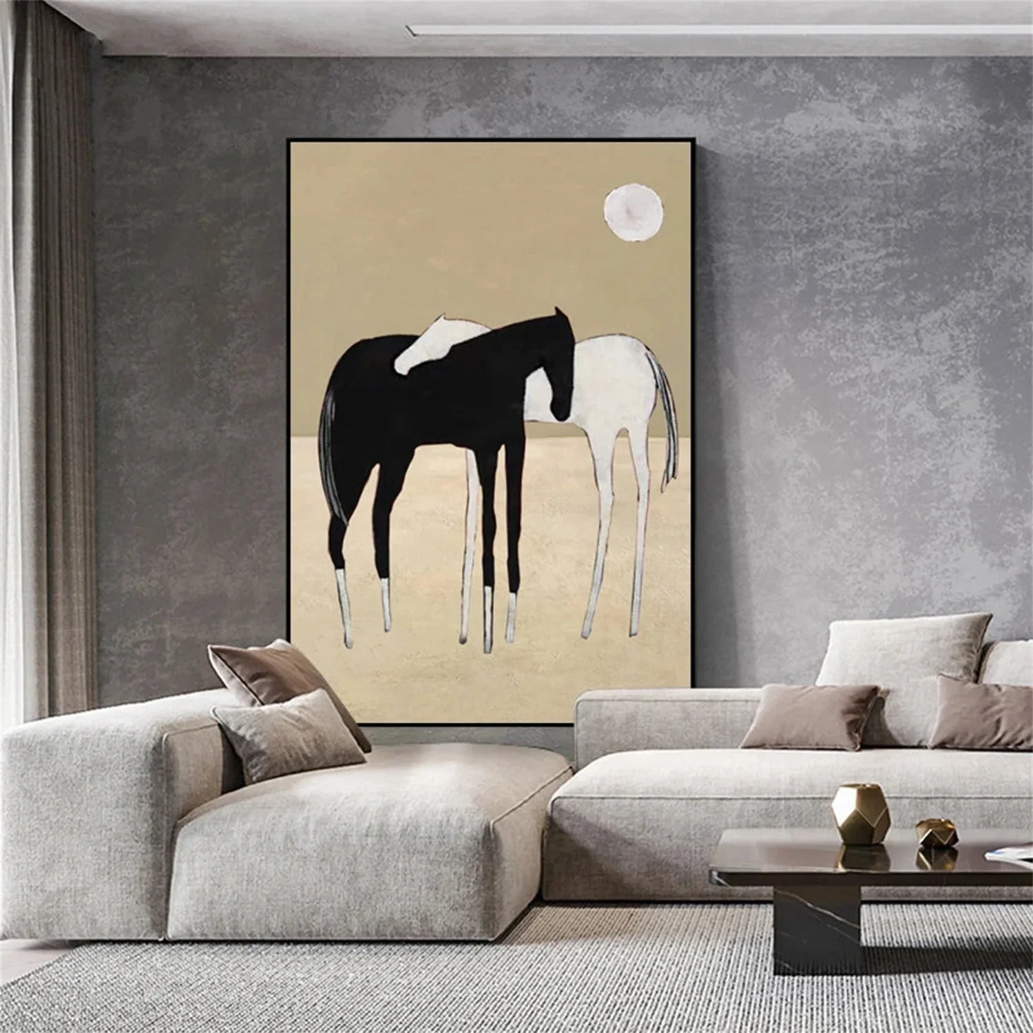 Black and White Horse Abstract Animal Wall Art #AM073
