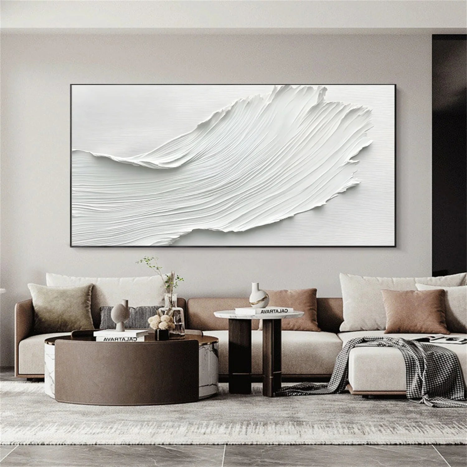 White Minimalist_Textured_Canvas Art #MD266