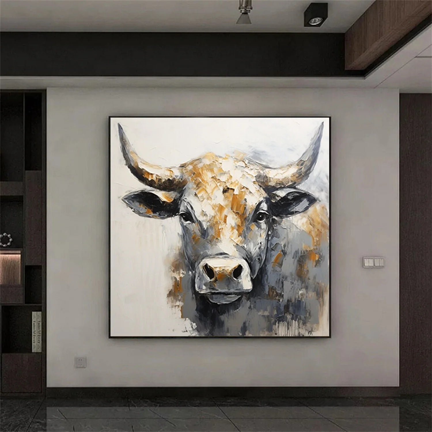 Beige and Black Abstract Animal Wall Art #AM062