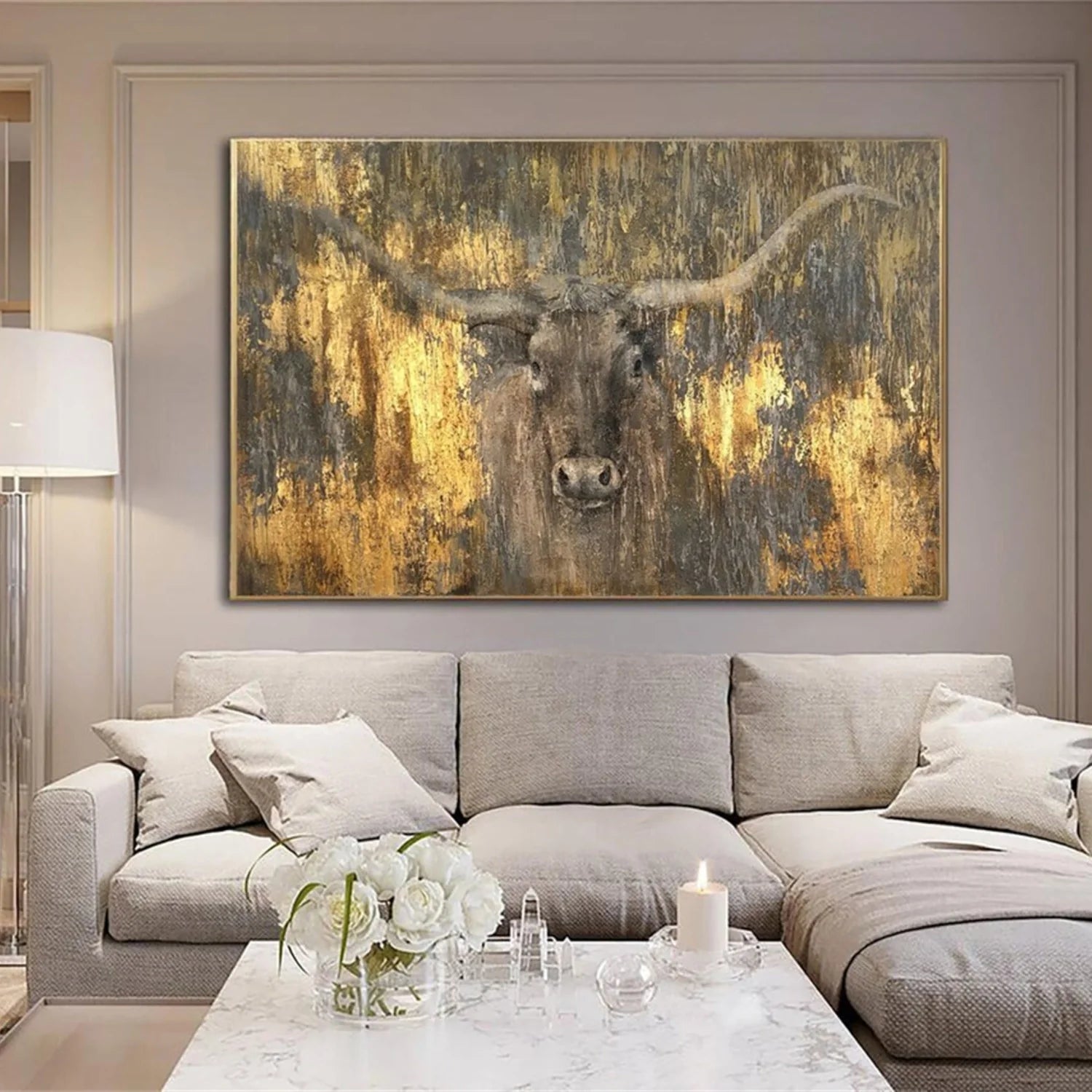 Gold and Brown Abstract Animal Wall Art #AM081