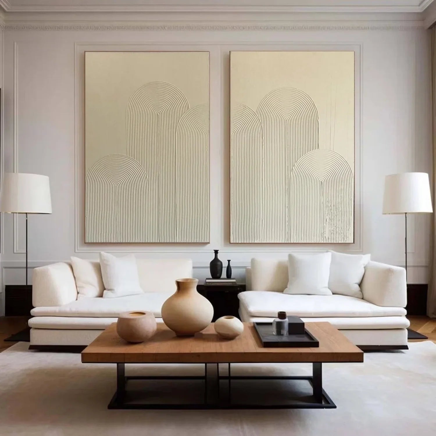 Beige Minimalist Textured Art Set of 2 #MD202