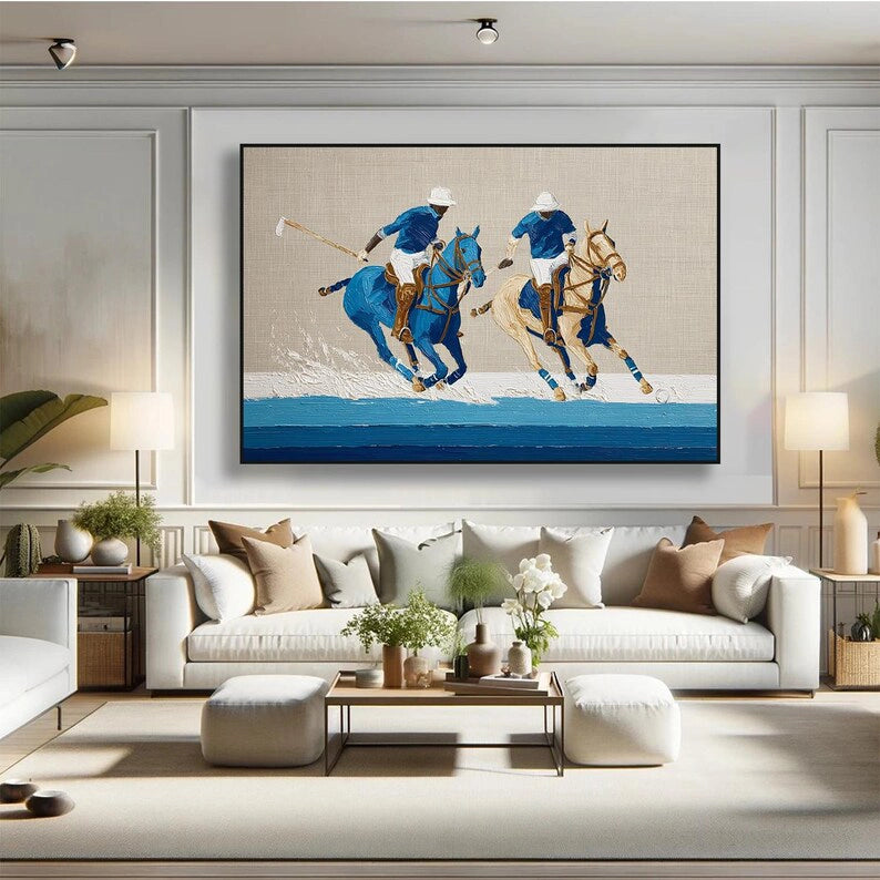 Textured Polo Player Horse Art Print #MD227