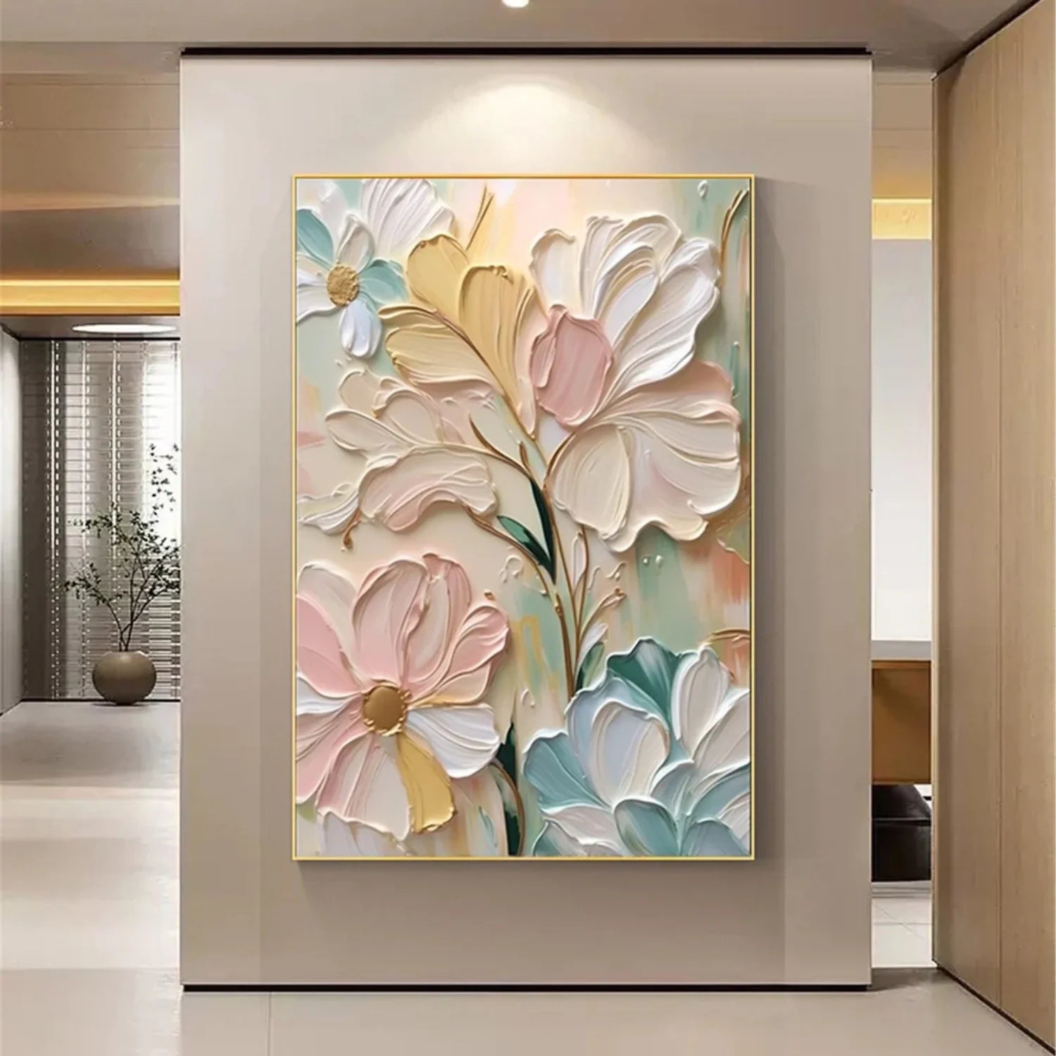 Colorful Flower & Tree Abstract Textured Wall Art #FT080