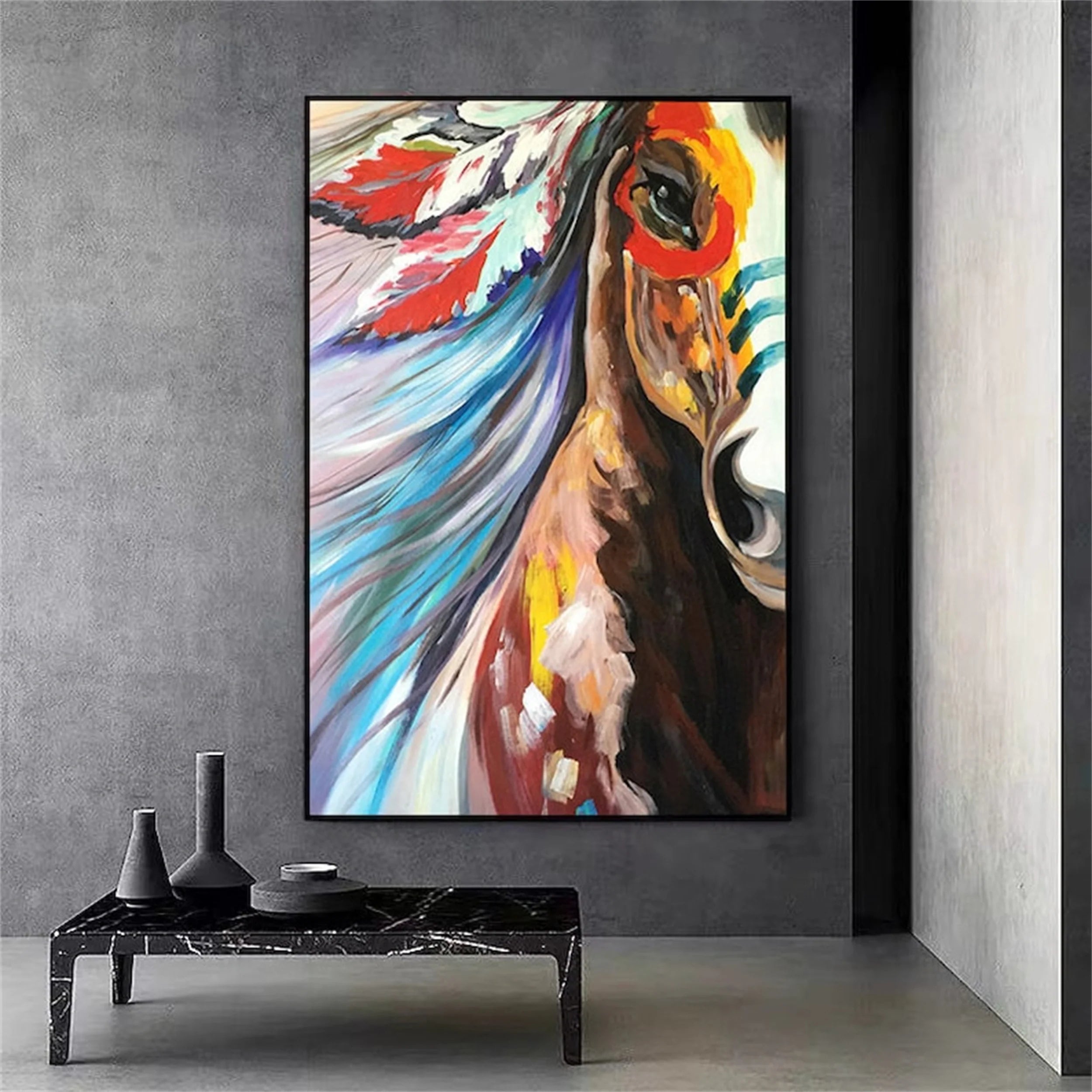 Colorful Horse Abstract Animal Wall Art #AM001