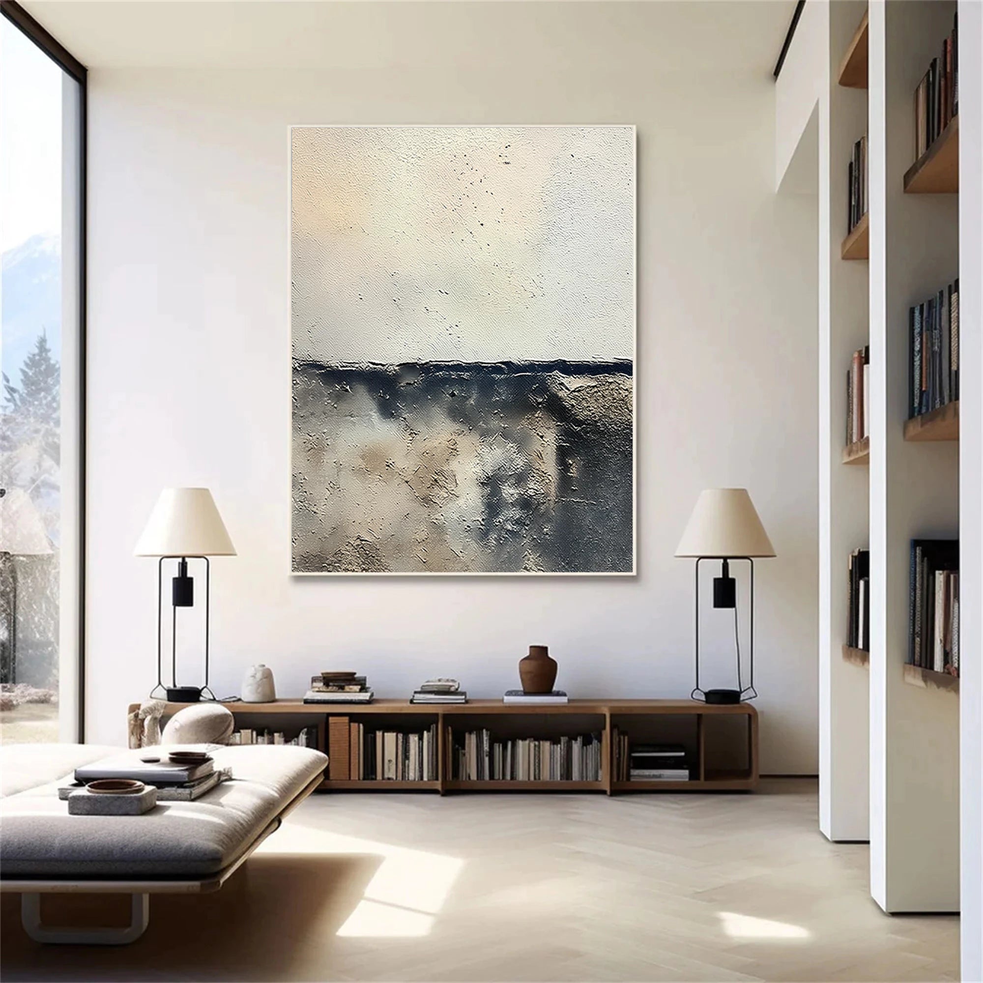 Beige Grey Wabi-Sabi Oil Painting #WA56