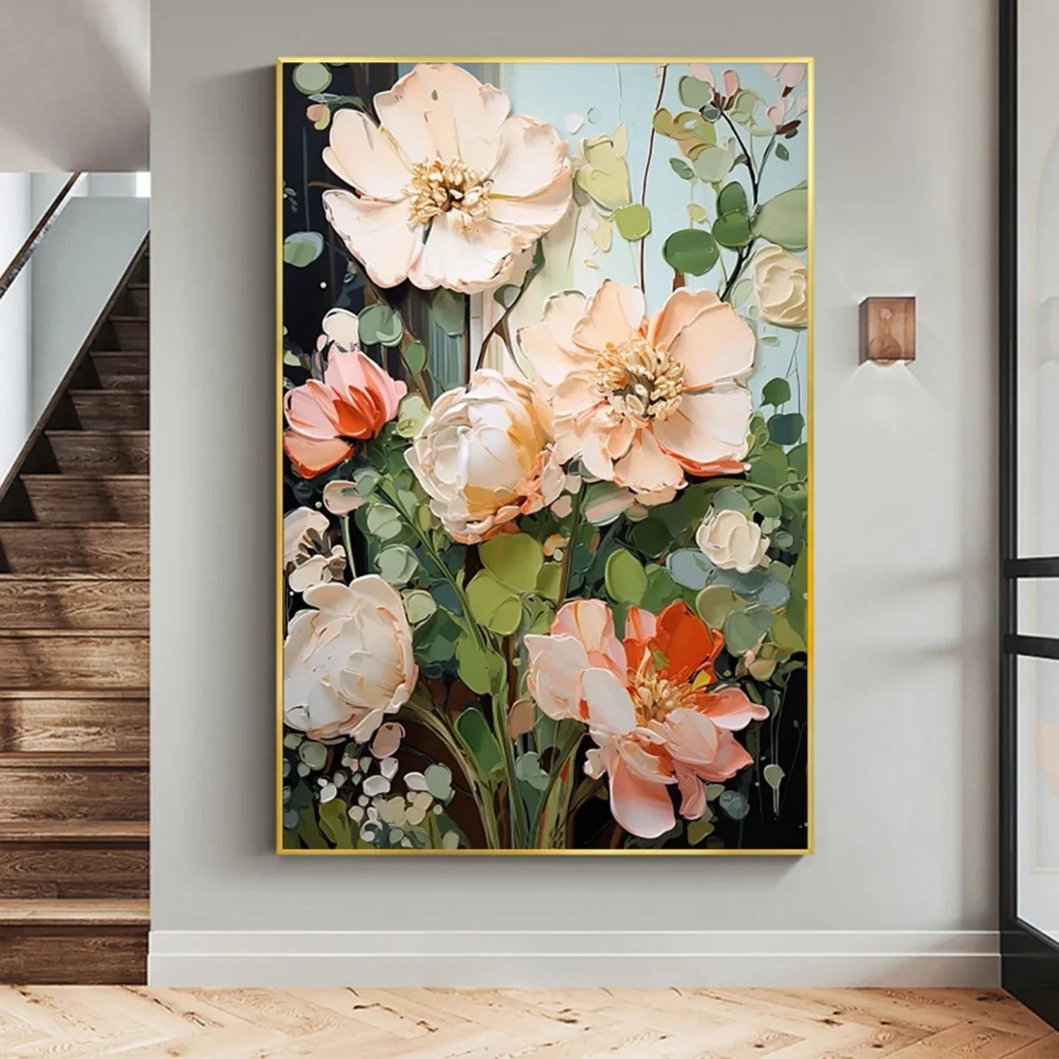 Colorful Flower & Tree Abstract Textured Wall Art #FT083