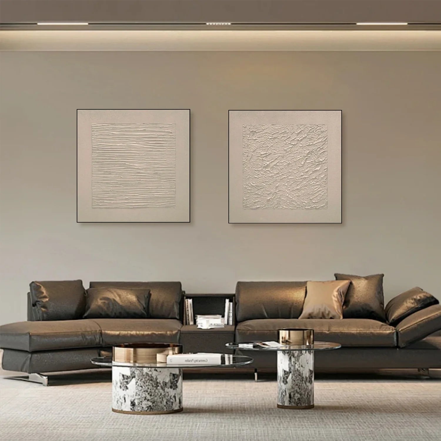 Beige Minimalist_Textured Canvas Art Set of 2 #MZ105