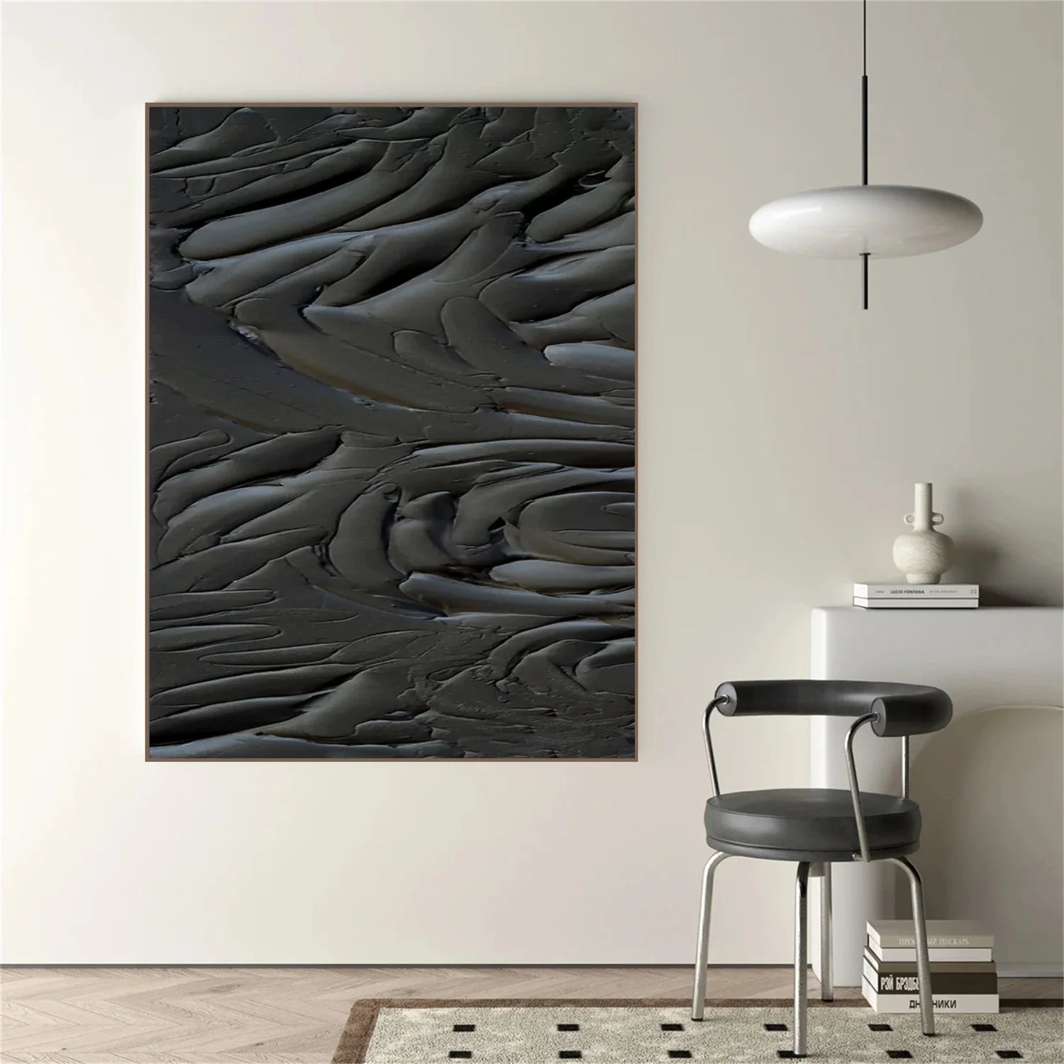 Black Minimalistic Textured Art #MD237