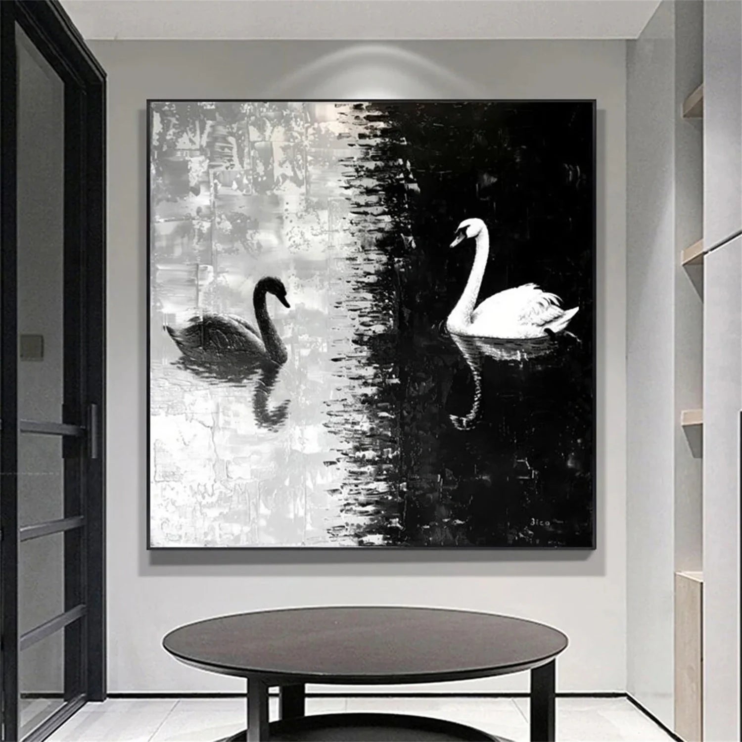 Black and White Abstract Animal Wall Art #AM094