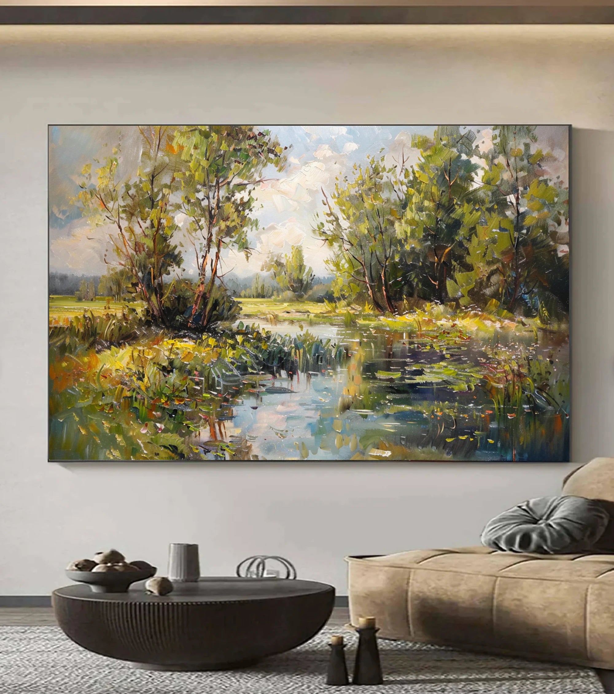 Impressionist River Landscape Oil Painting #FT581
