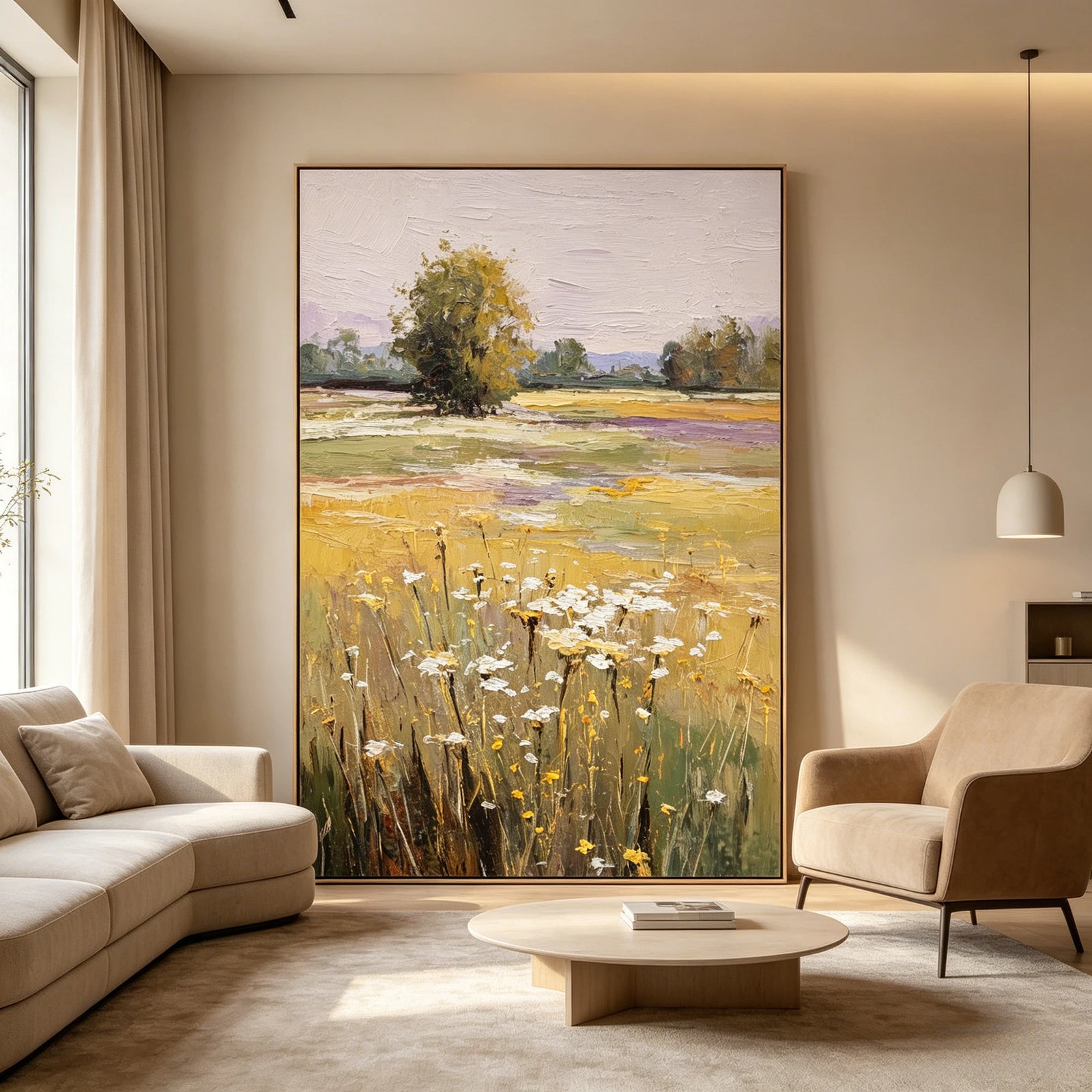 Hand-Painted Wildflower Meadow Oil Painting #FT617