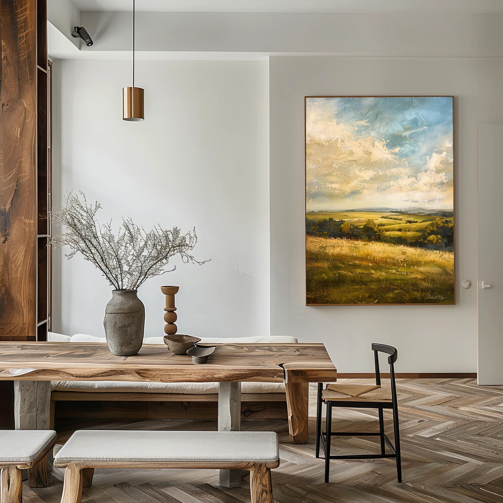 Hand-Painted Countryside Landscape Oil Painting #FJ666