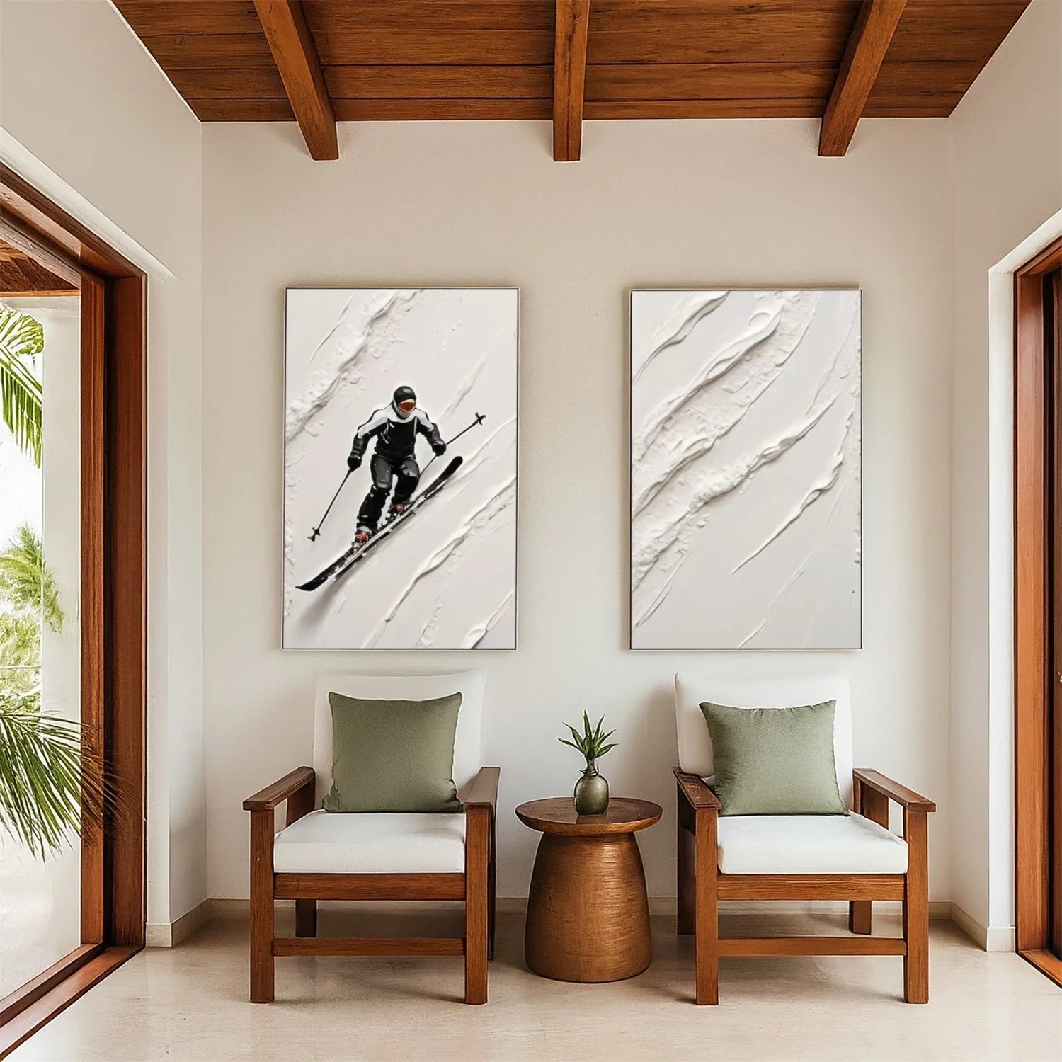 Skiing Sport Textured_Wall Art Set of 2 #AS040