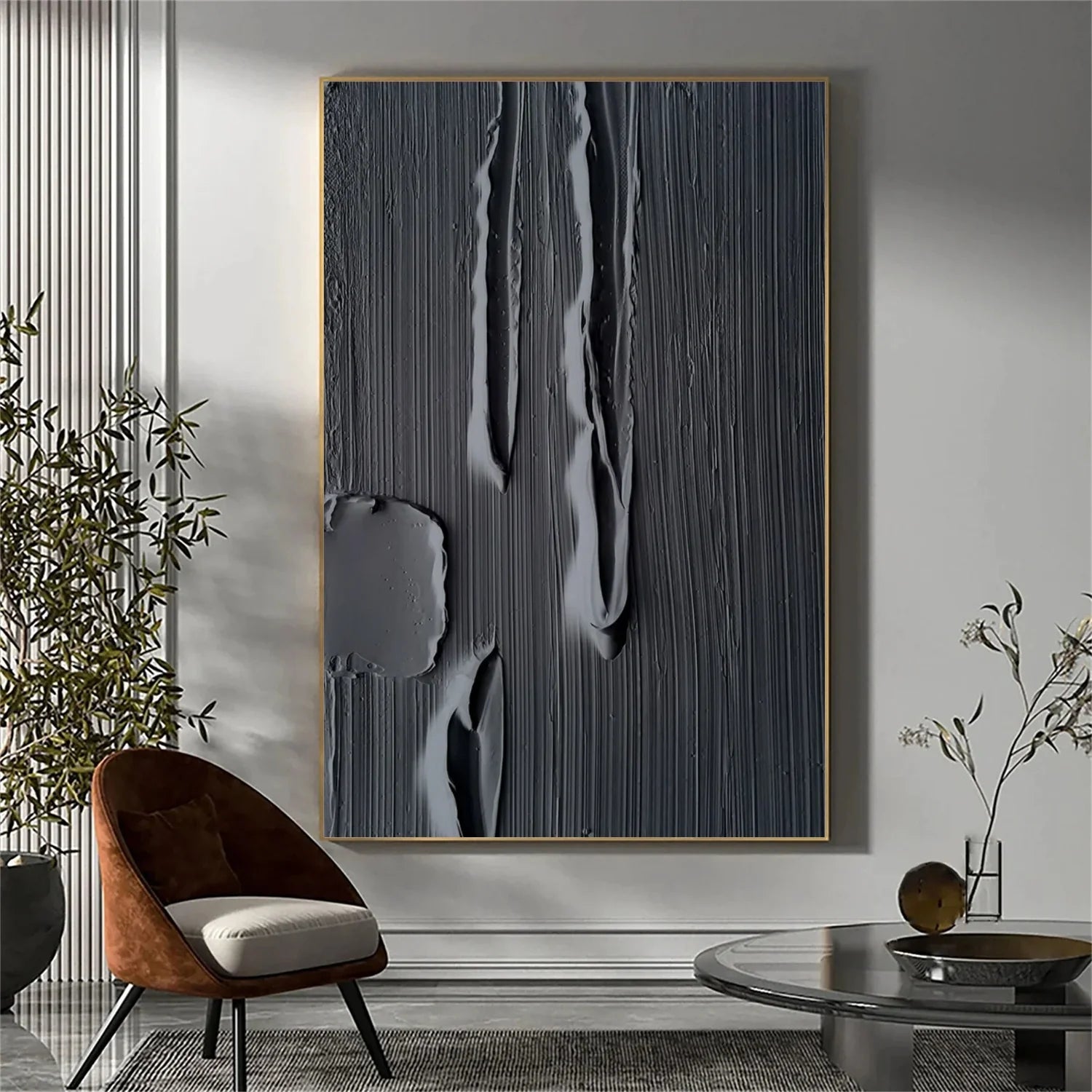 Black Minimalistic Textured Art #MD238