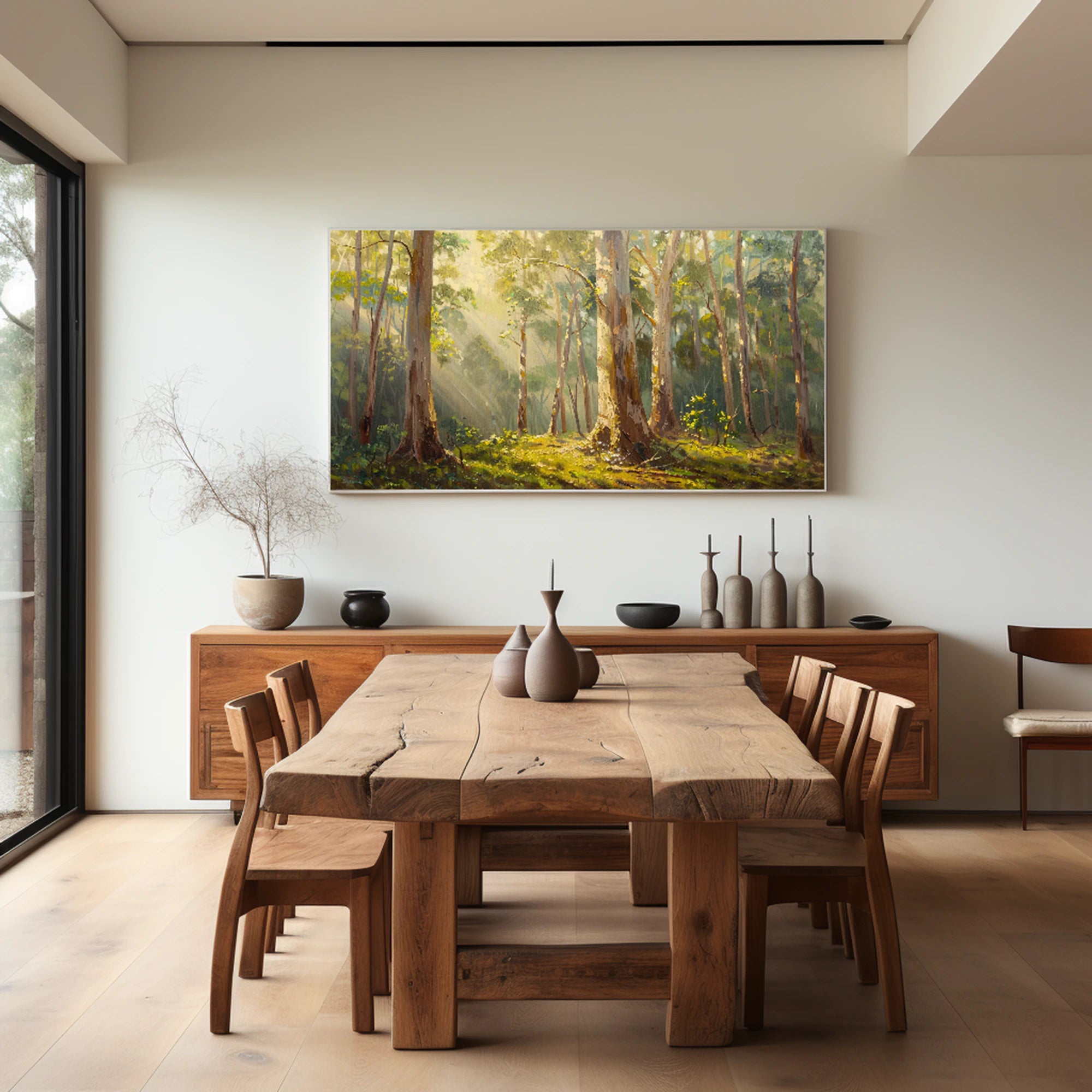 Hand-Painted Green Tree Wall Decor for Living Room #FT600