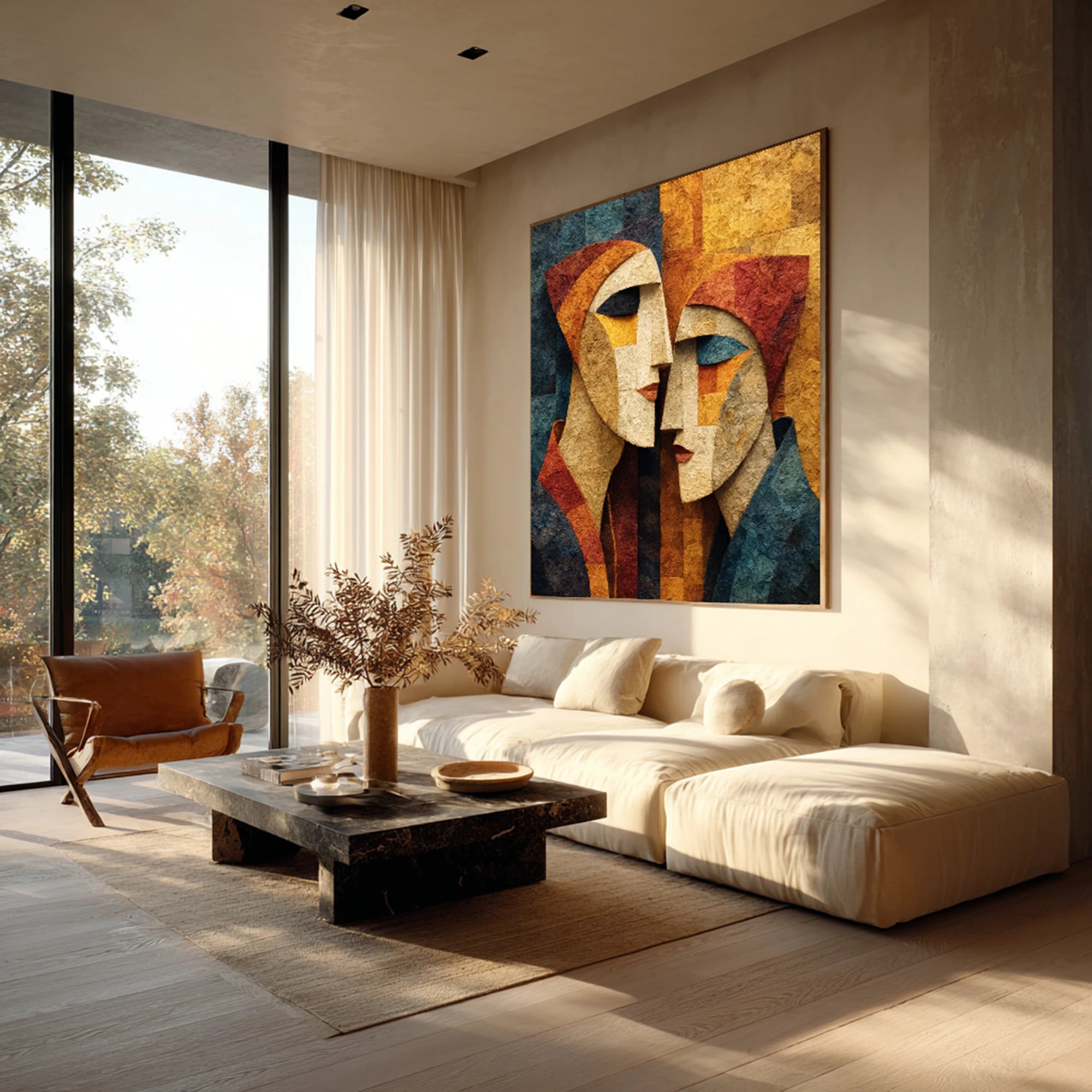 Abstract Cubist Faces Oil Painting | Hand-Painted Modern Art #WA519