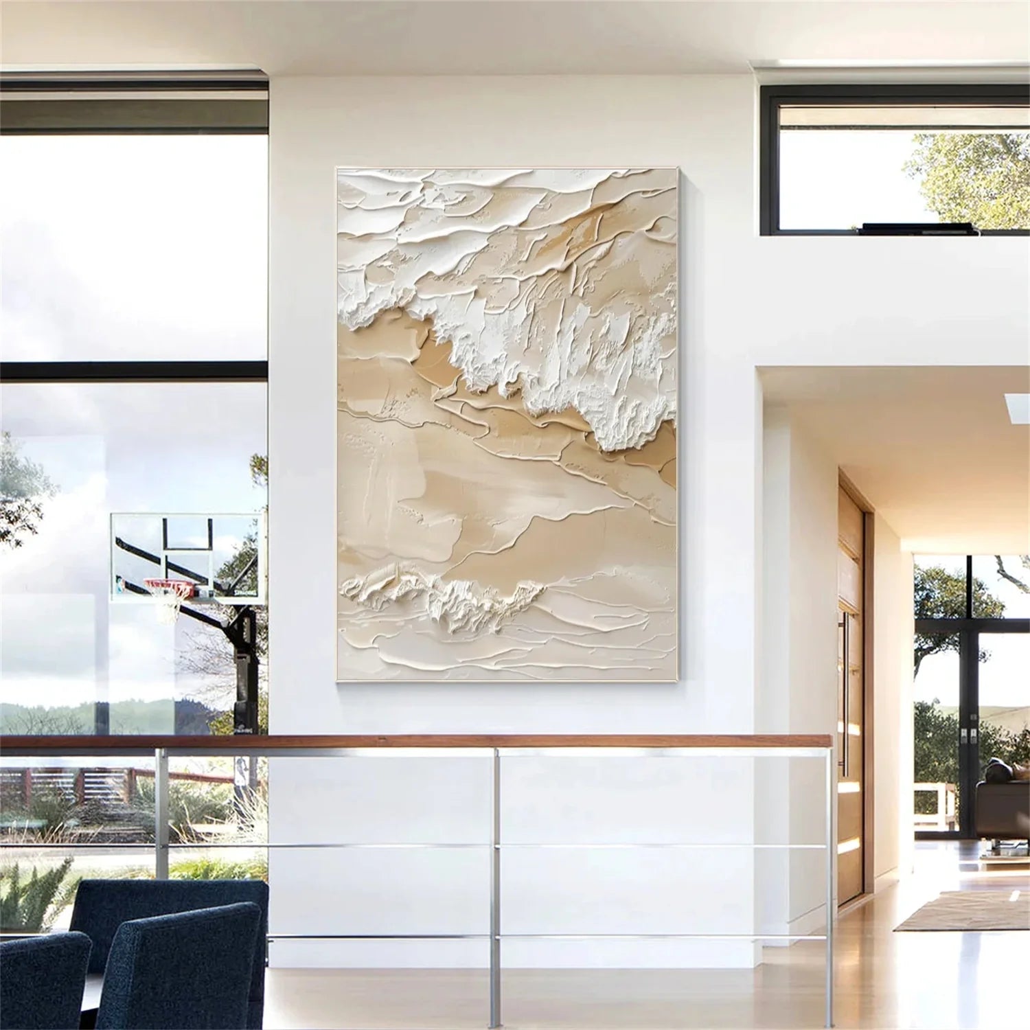 Beige and Brown Sea & Sky Abstract_Textured_Wall Art #SK145