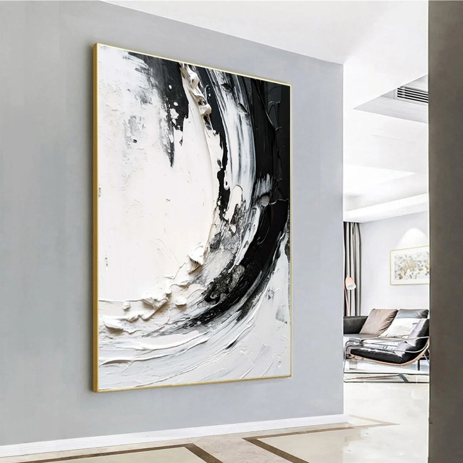 White and Black Minimalistic Textured Art #MD245