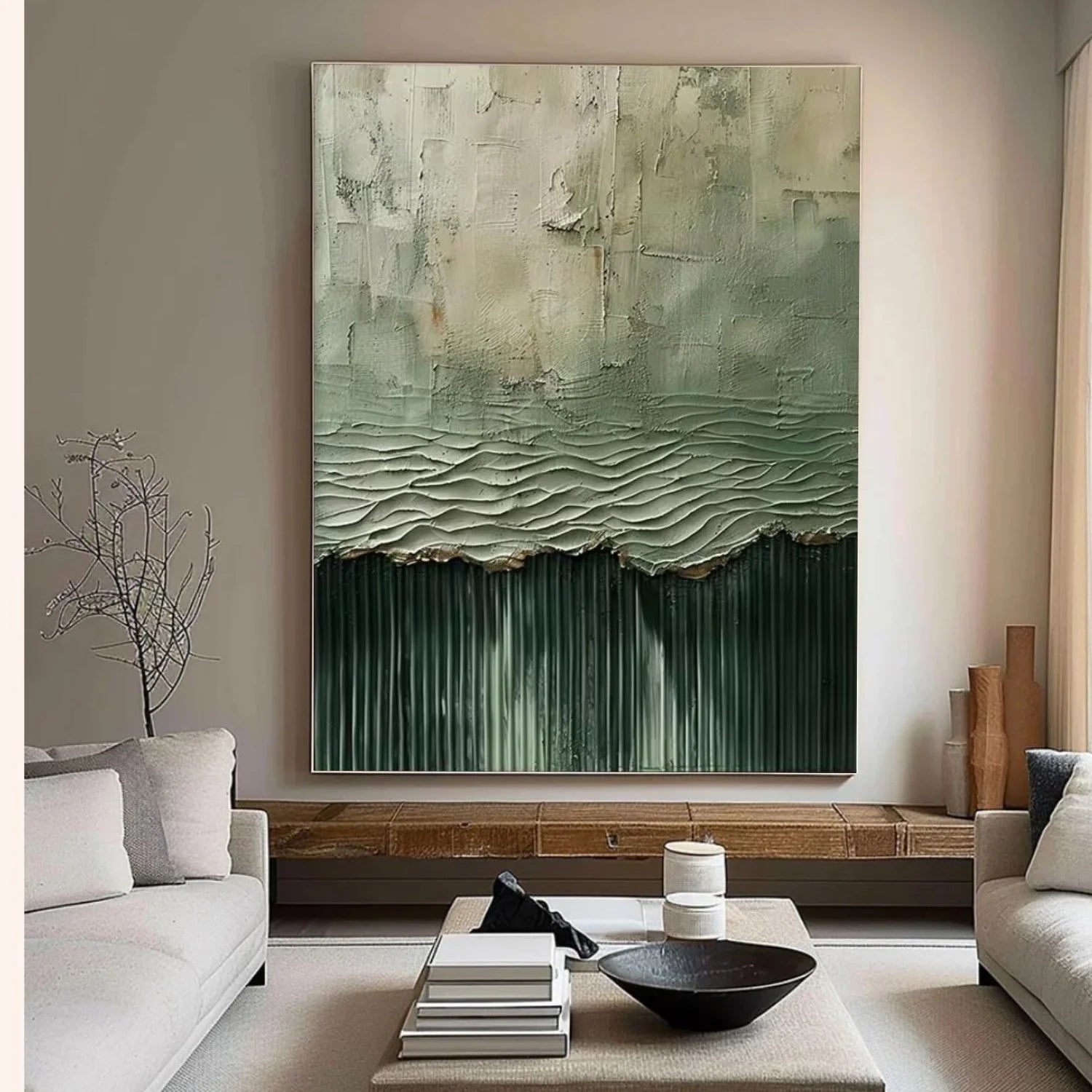 Green Minimalist Textured_Canvas Art #MD272